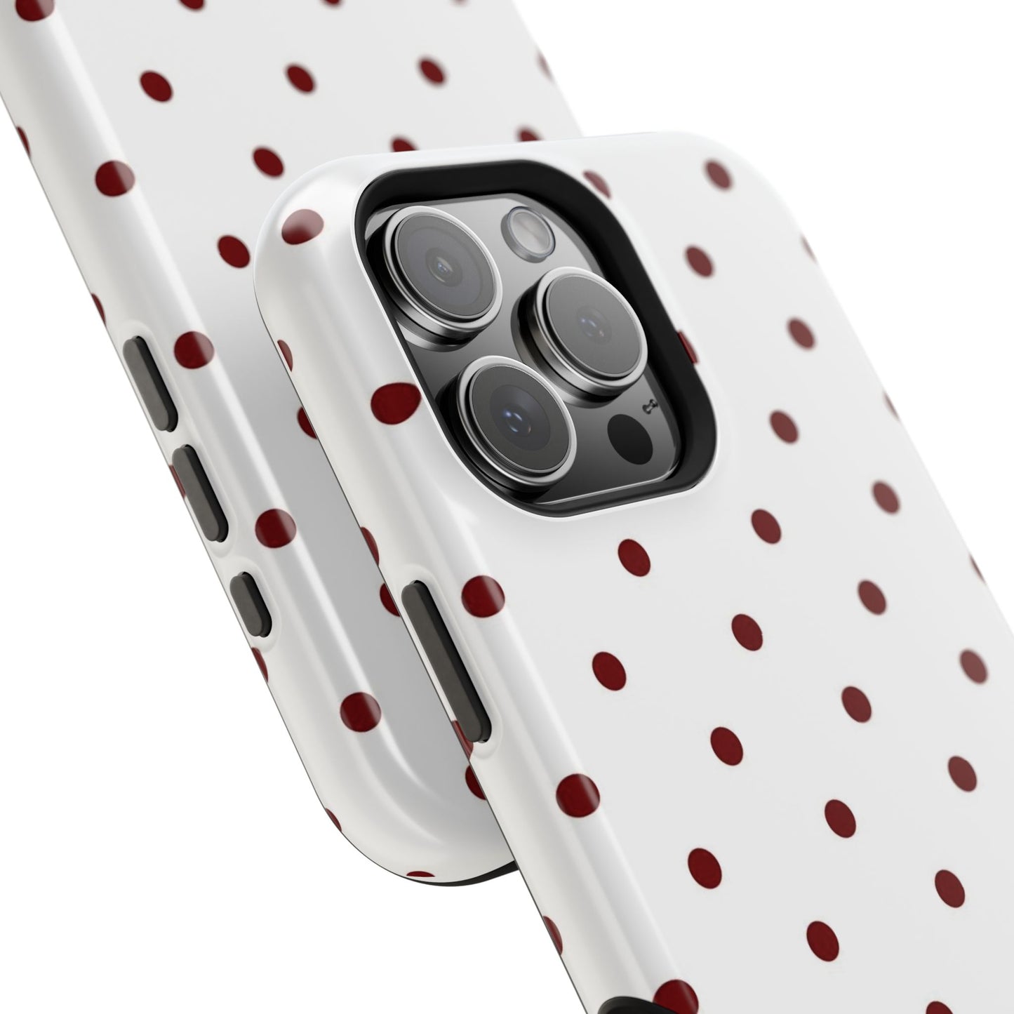Polka Dot Magnetic Impact-Resistant Phone Case — Red Dots on White