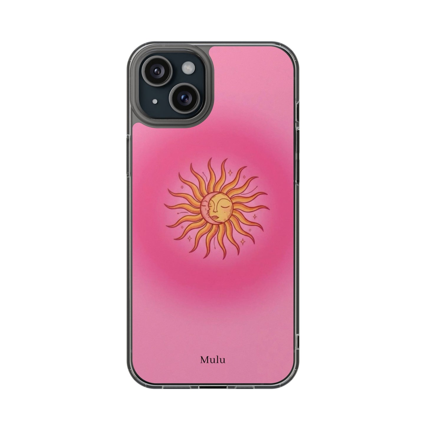 Pink Sun Phone Case — Radiant Sunburst Impact-Resistant Clear Case