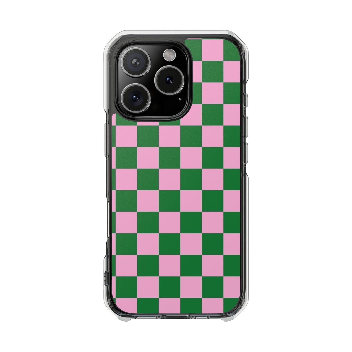 Pink & Green Checkerboard Magnetic Clear Phone Case