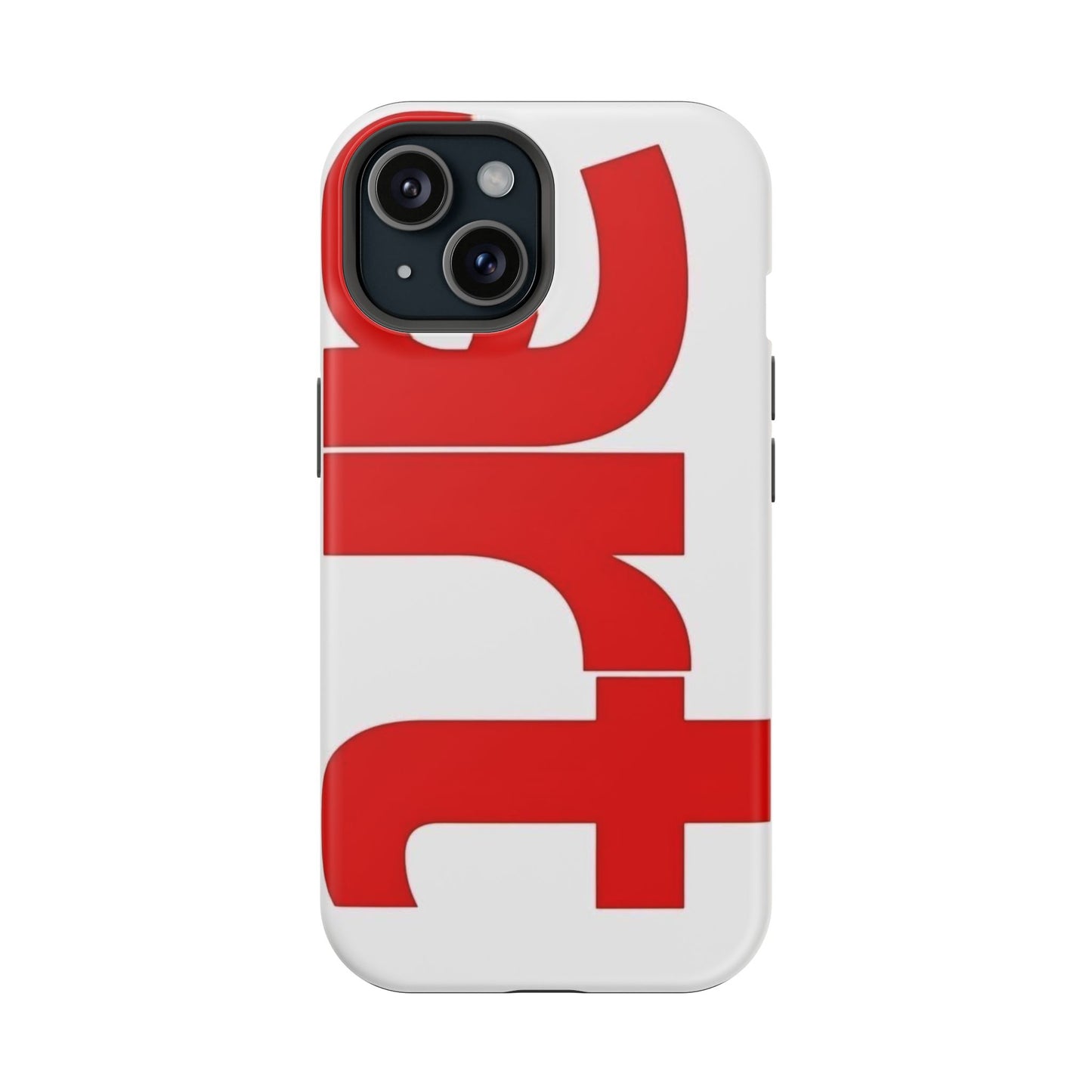Magnetic Impact-Resistant Phone Case — Bold Red Typographic Design