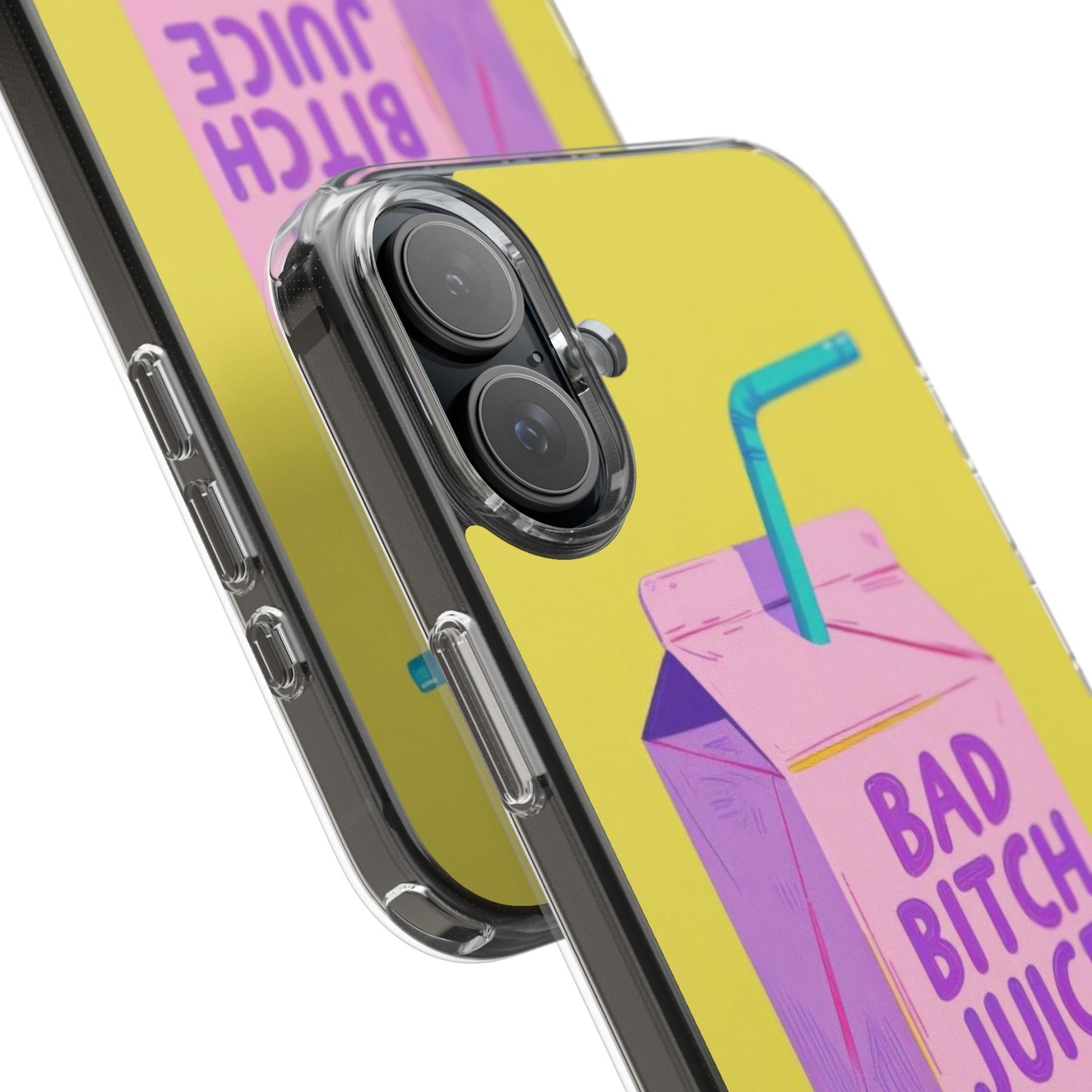 Clear Impact-Resistant Phone Case — "Bad Bitch Juice" Cartoon Juice Box Design