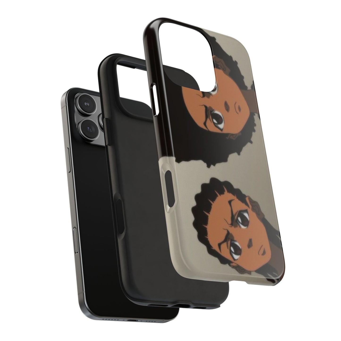 Tough Phone Case — Afro Anime Duo Face Design, Protective Shockproof Cover
