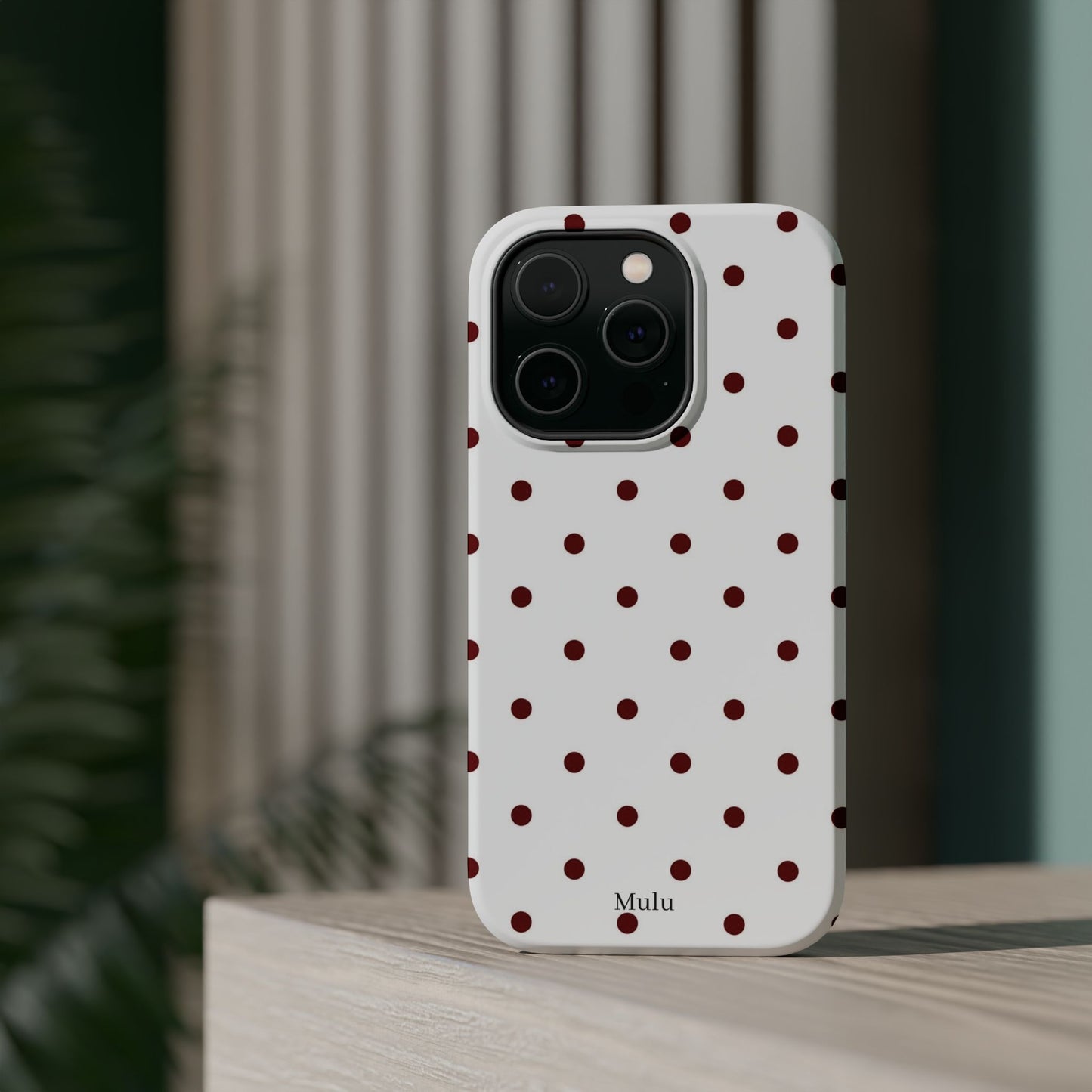 Polka Dot Magnetic Impact-Resistant Phone Case — Red Dots on White