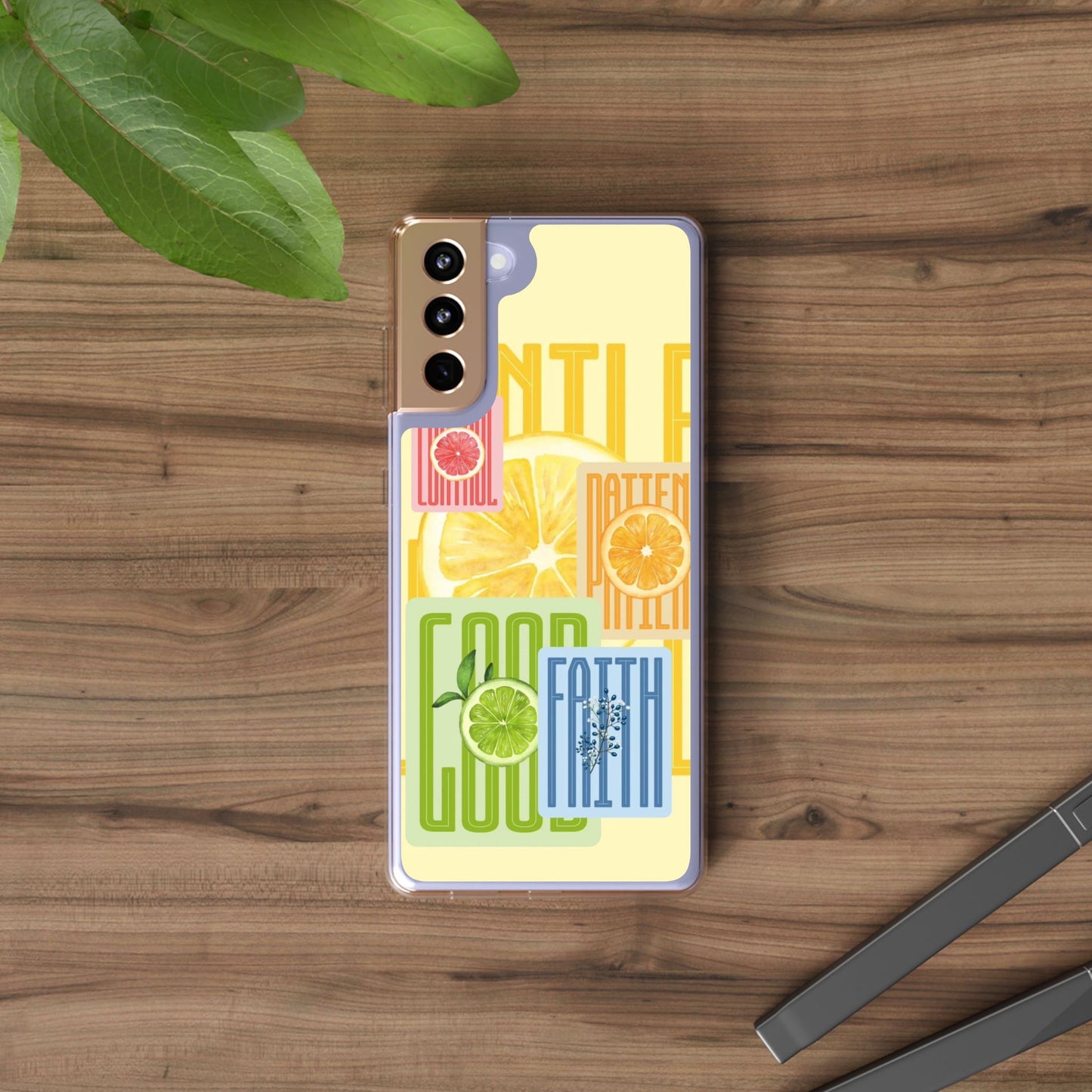 Clear Phone Case — Citrus Fruit Typography "Good Faith" Design