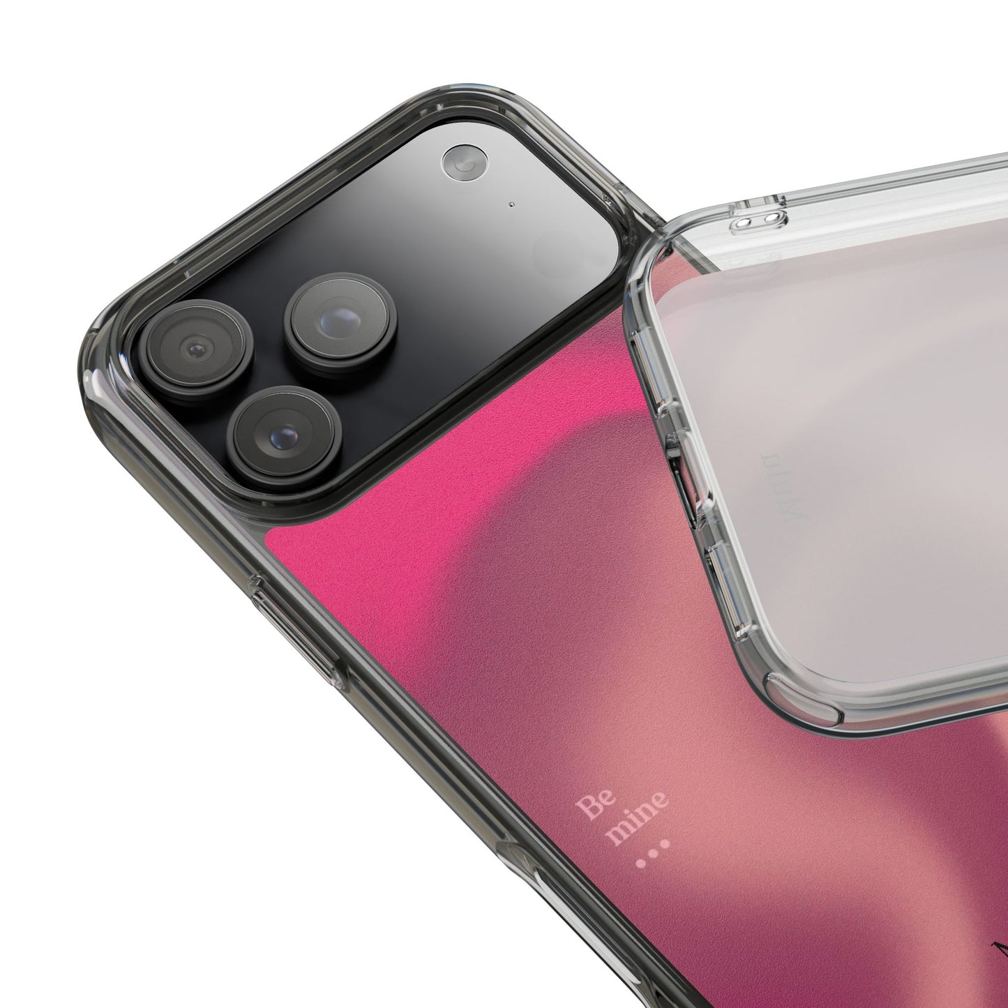 Clear Impact Phone Case — Pink Satin Swirl "Be mine" Design