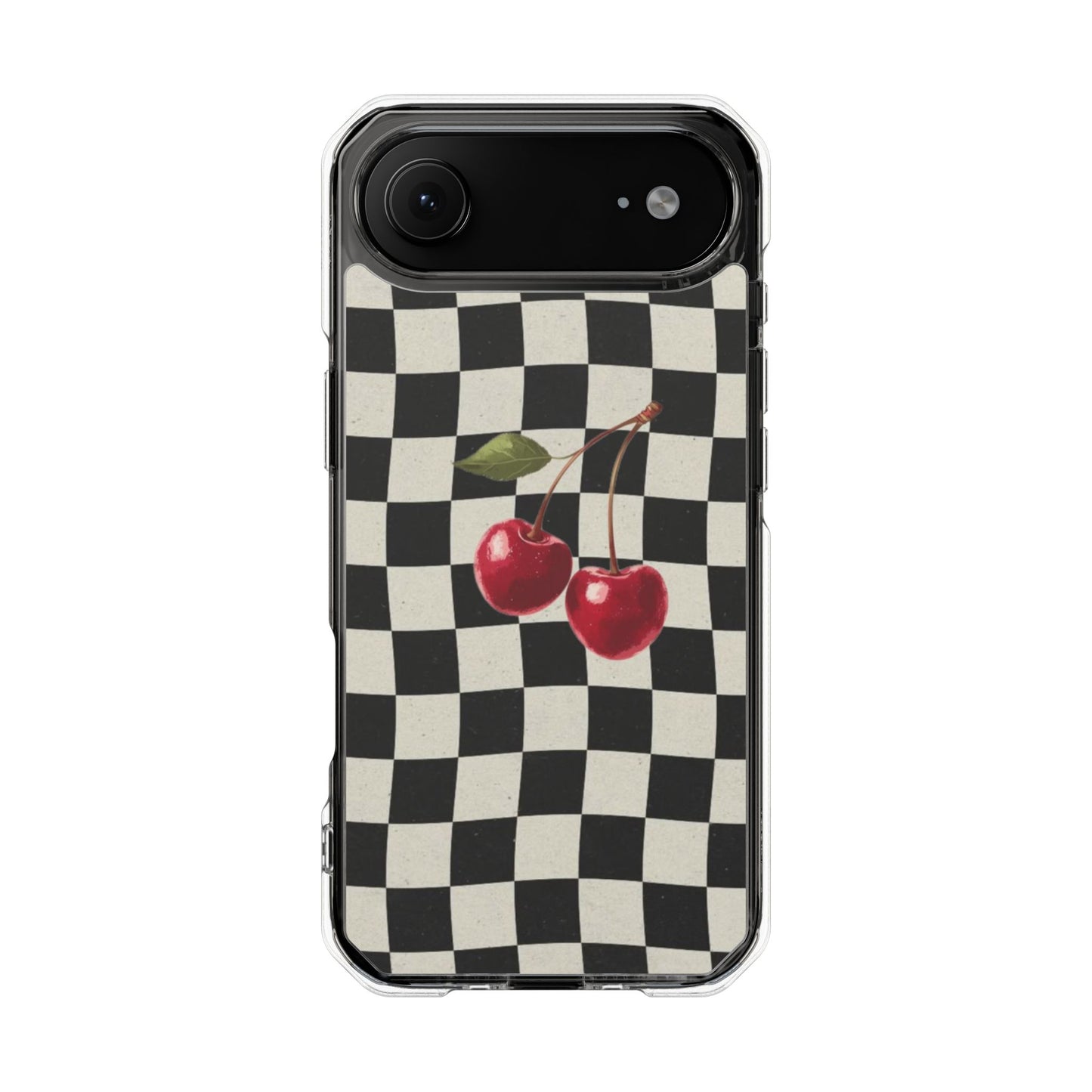 Checkered Cherry Clear Magnetic Impact Phone Case
