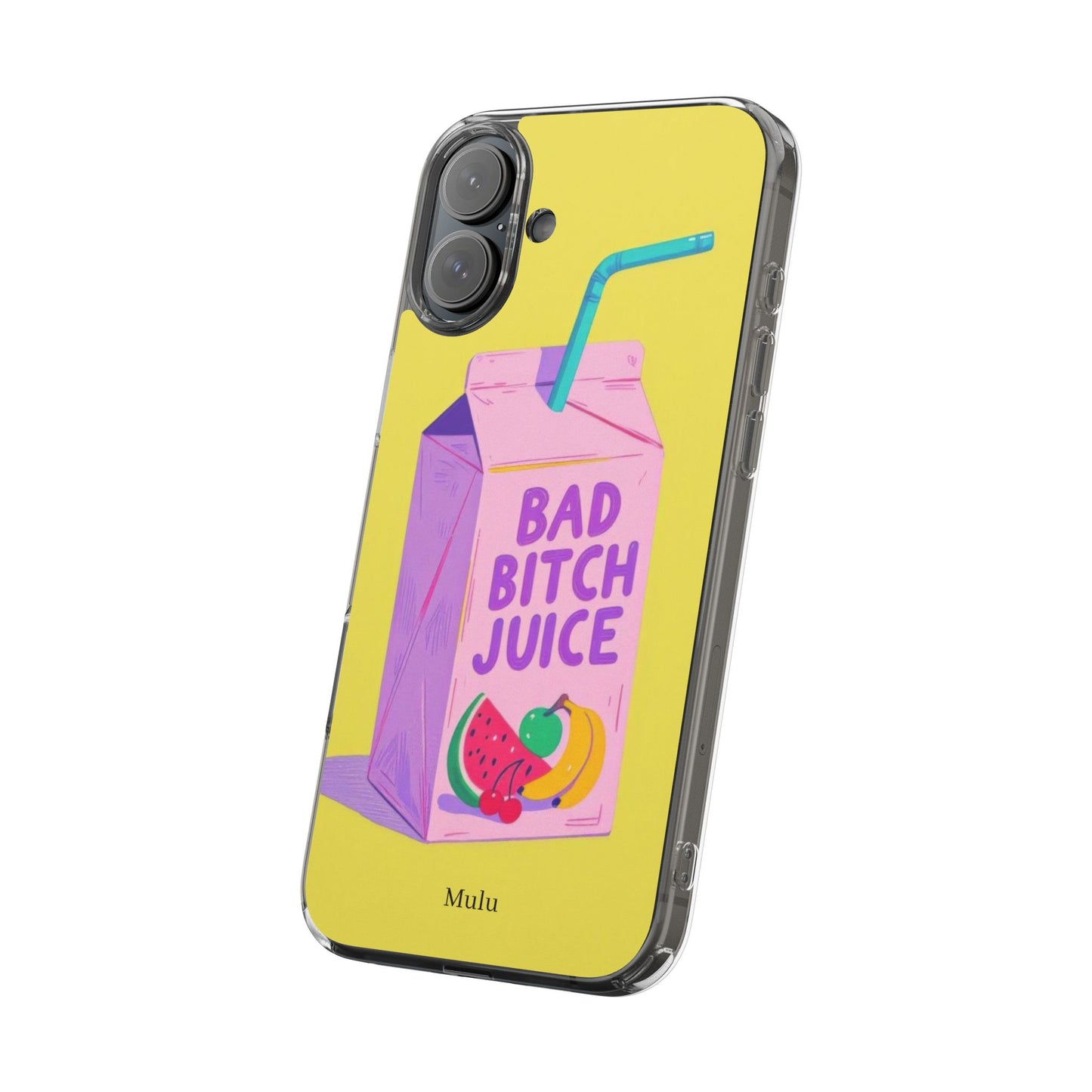 Clear Impact-Resistant Phone Case — "Bad Bitch Juice" Cartoon Juice Box Design