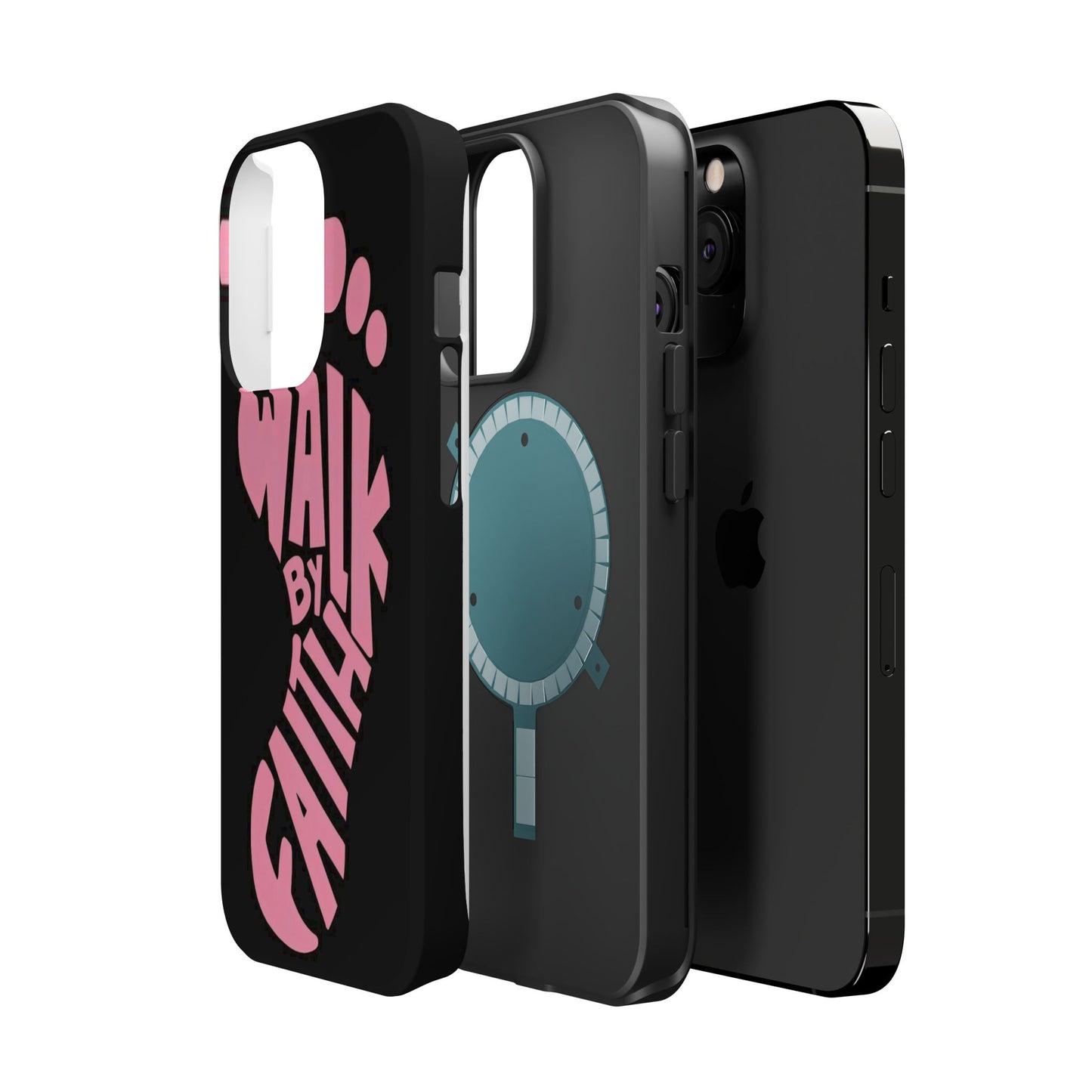 Phone Case — "Walk By Faith" Pink Footprint Magnetic Impact-Resistant Case