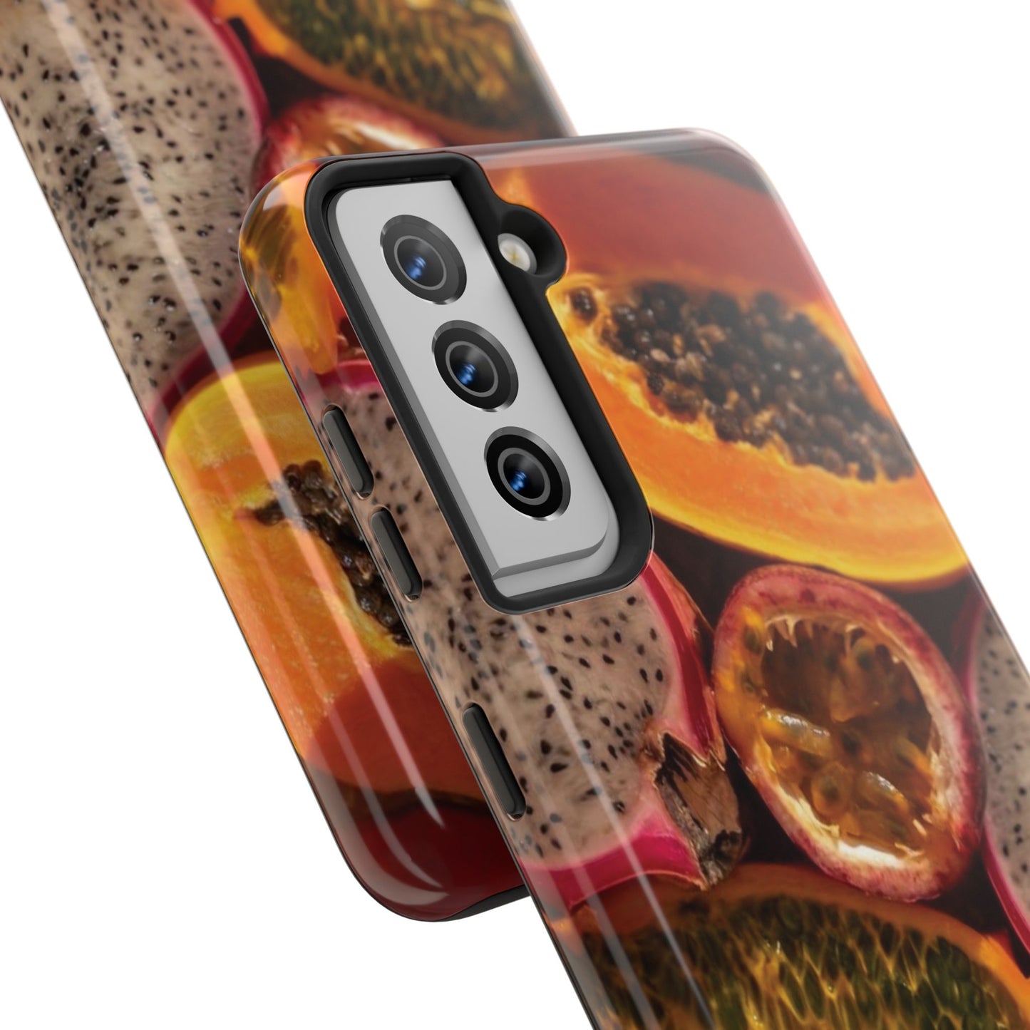 Tropical Fruit Tough Phone Case — Papaya & Dragon Fruit Design