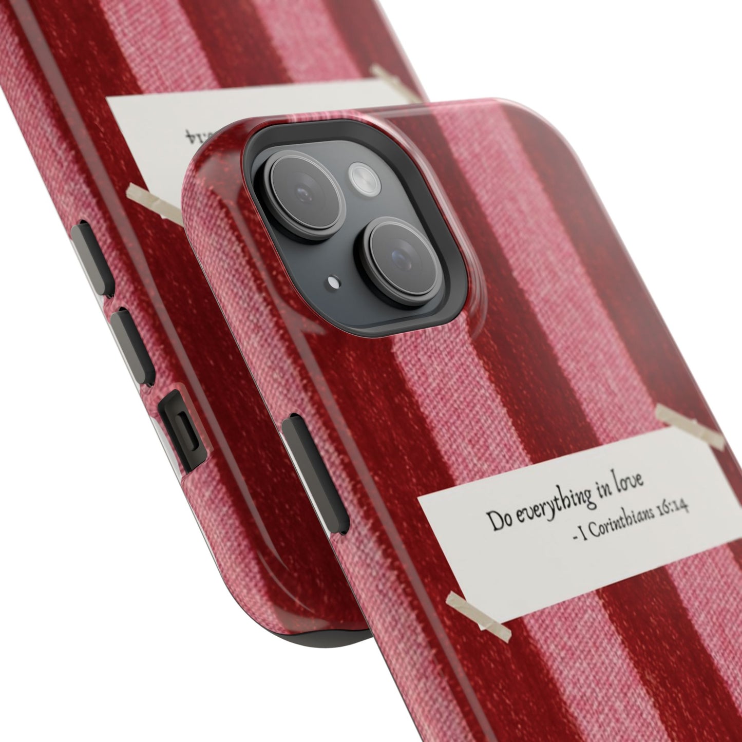 Christian Quote Red Stripe Phone Case — “Do everything in love” Magnetic Impact-Resistant Case