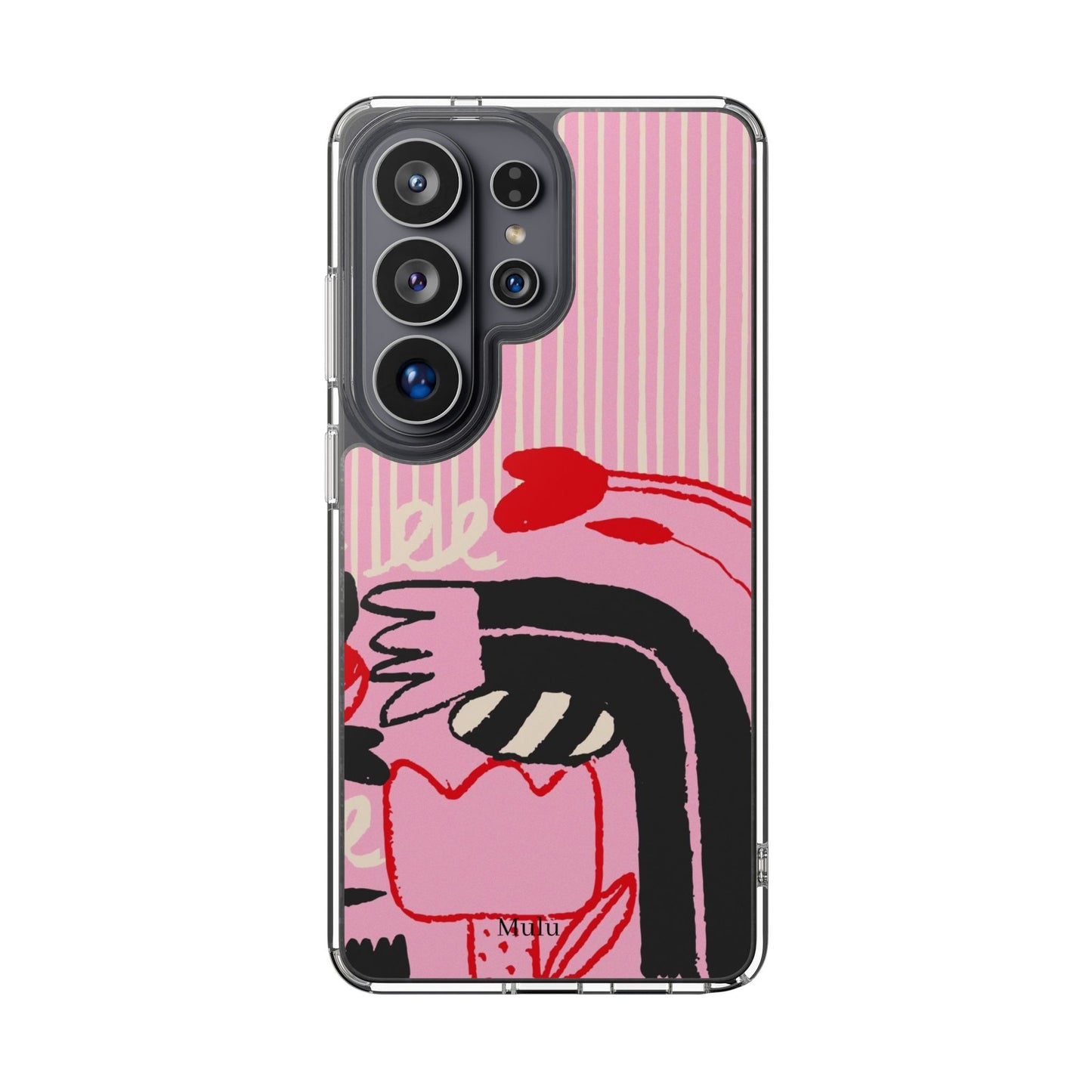 Clear Impact-Resistant Case — Pink Cute Heart Cartoon Design