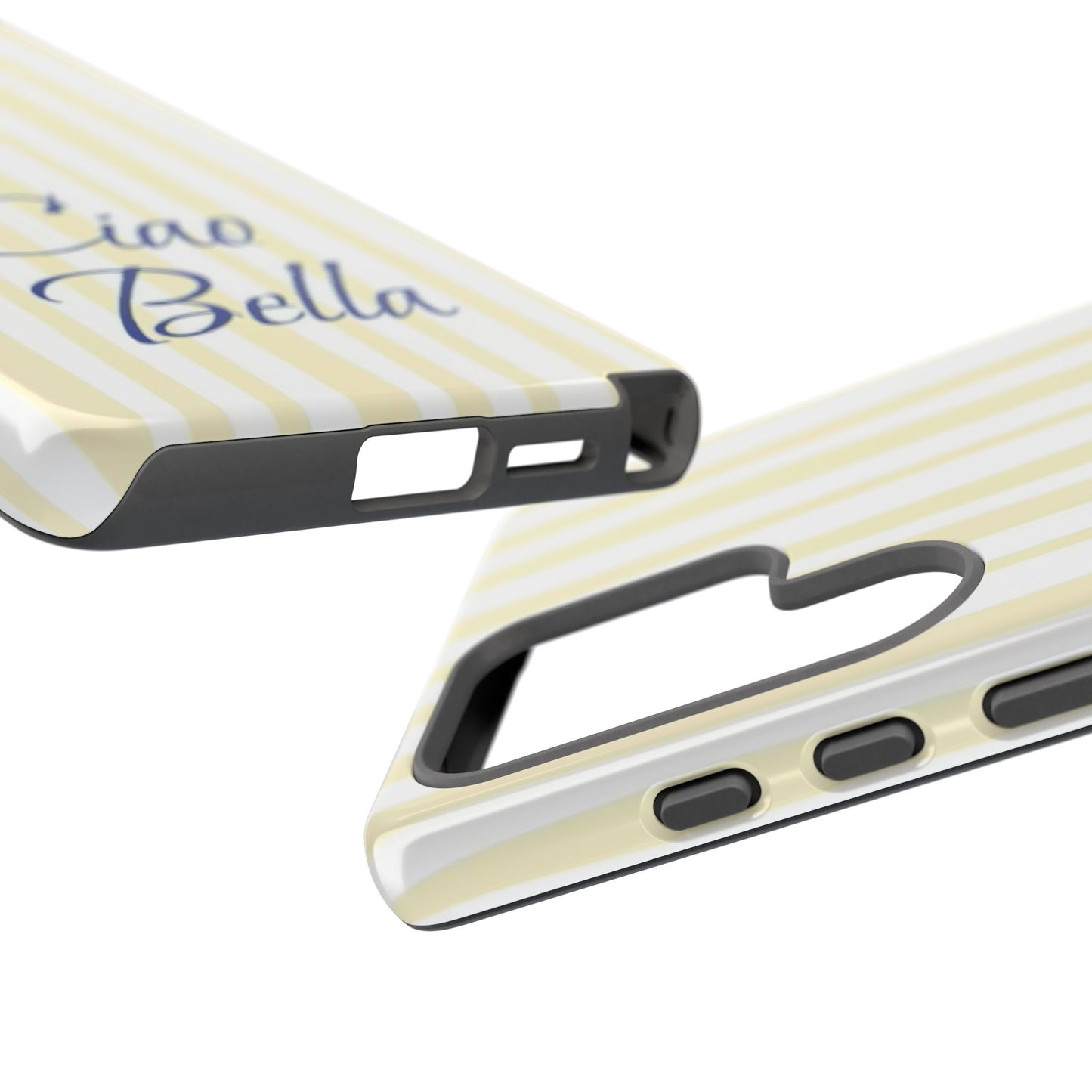 Ciao Bella Phone Case – Striped Elegant Italian Script Protective Cover