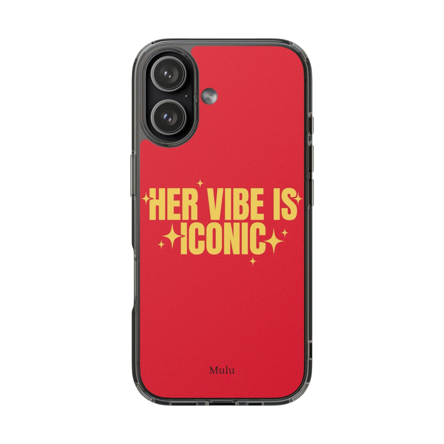 Clear Impact-Resistant Phone Case — "Her Vibe Is Iconic" Red Protective Cover