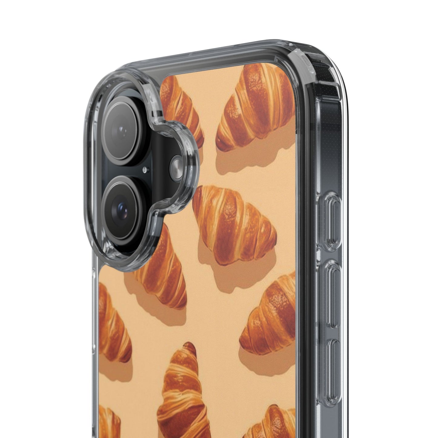 Croissant Pattern Clear Phone Case — Bakery-themed Transparent iPhone Cover