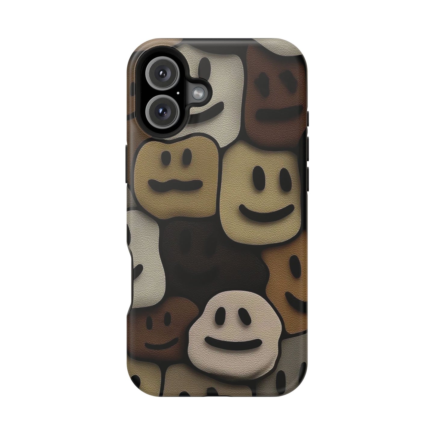 Magnetic Impact-Resistant Case — Brown Smiley Tile Phone Cover