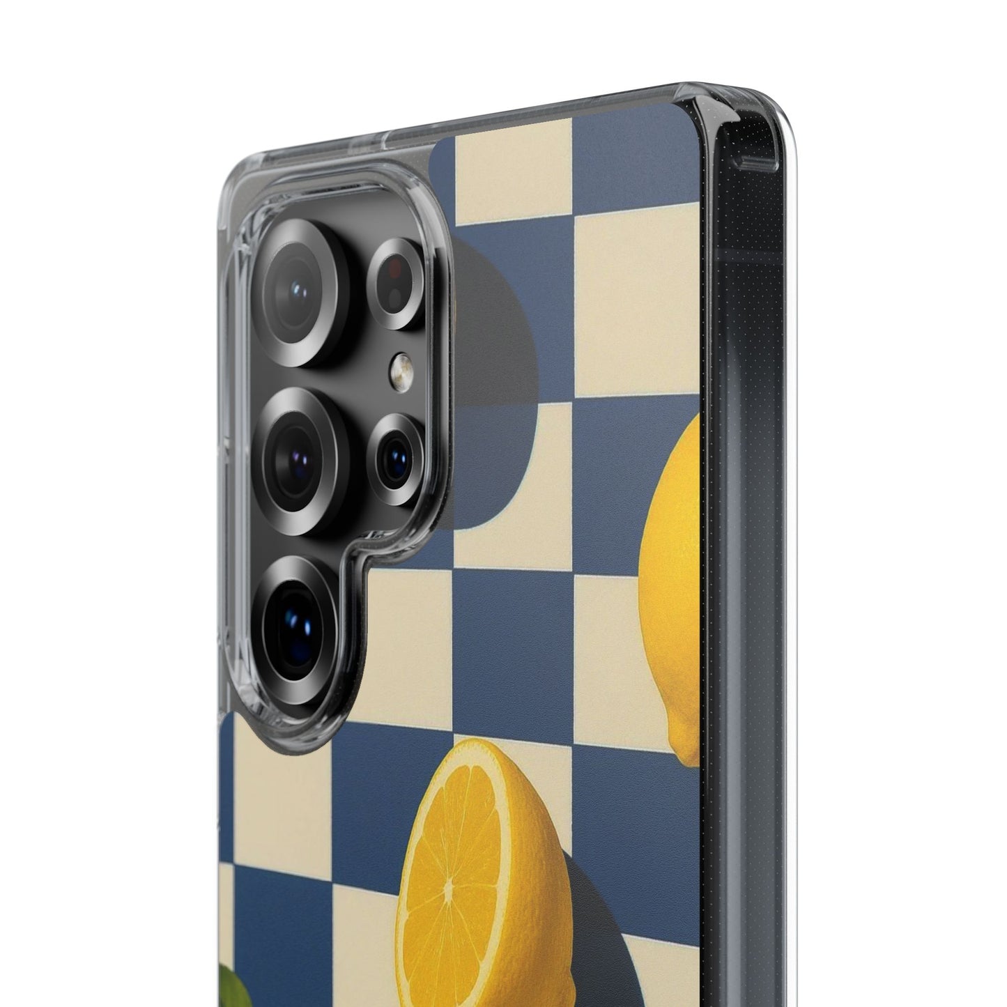 Clear Impact-Resistant Case — Retro Checkered Lemons Phone Case