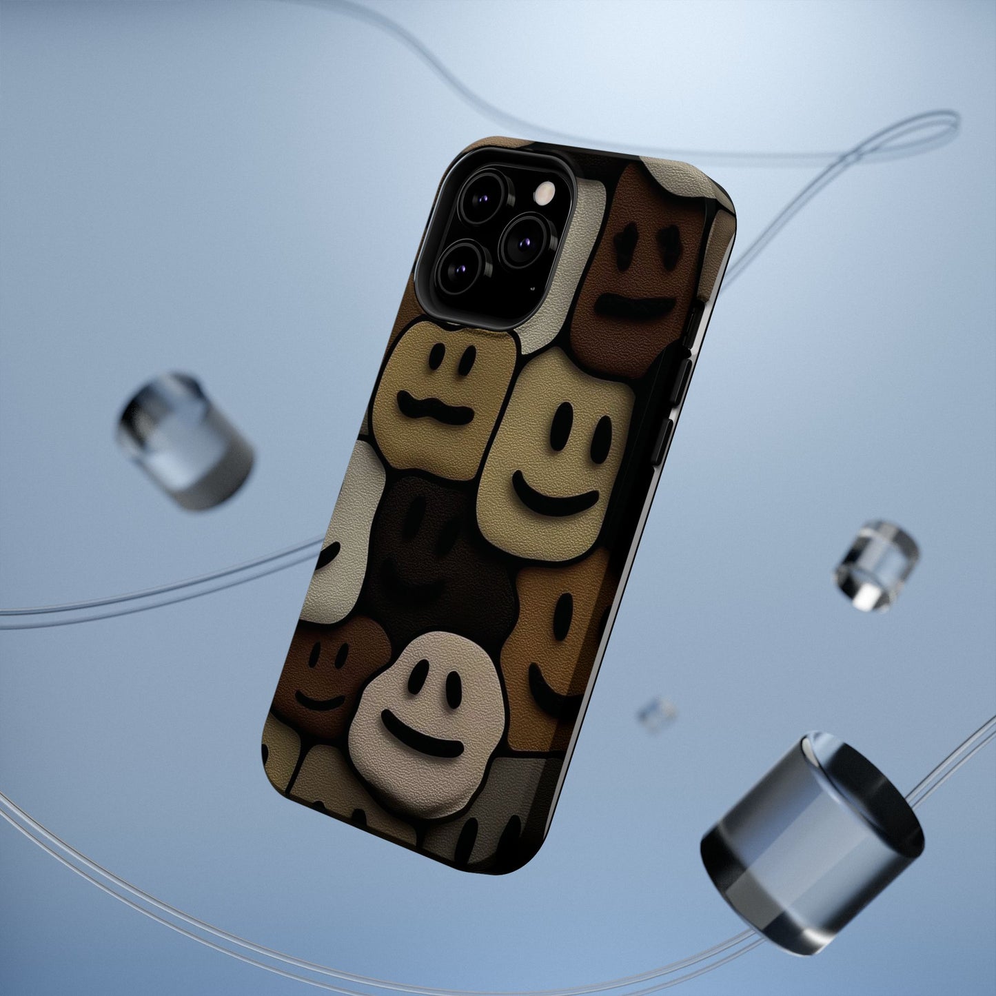 Magnetic Impact-Resistant Case — Brown Smiley Tile Phone Cover