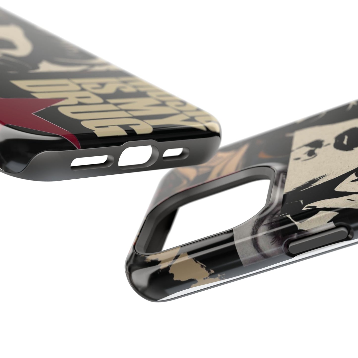 Magnetic Impact Phone Case — Retro Pop Art "Music Is My Drug" Design
