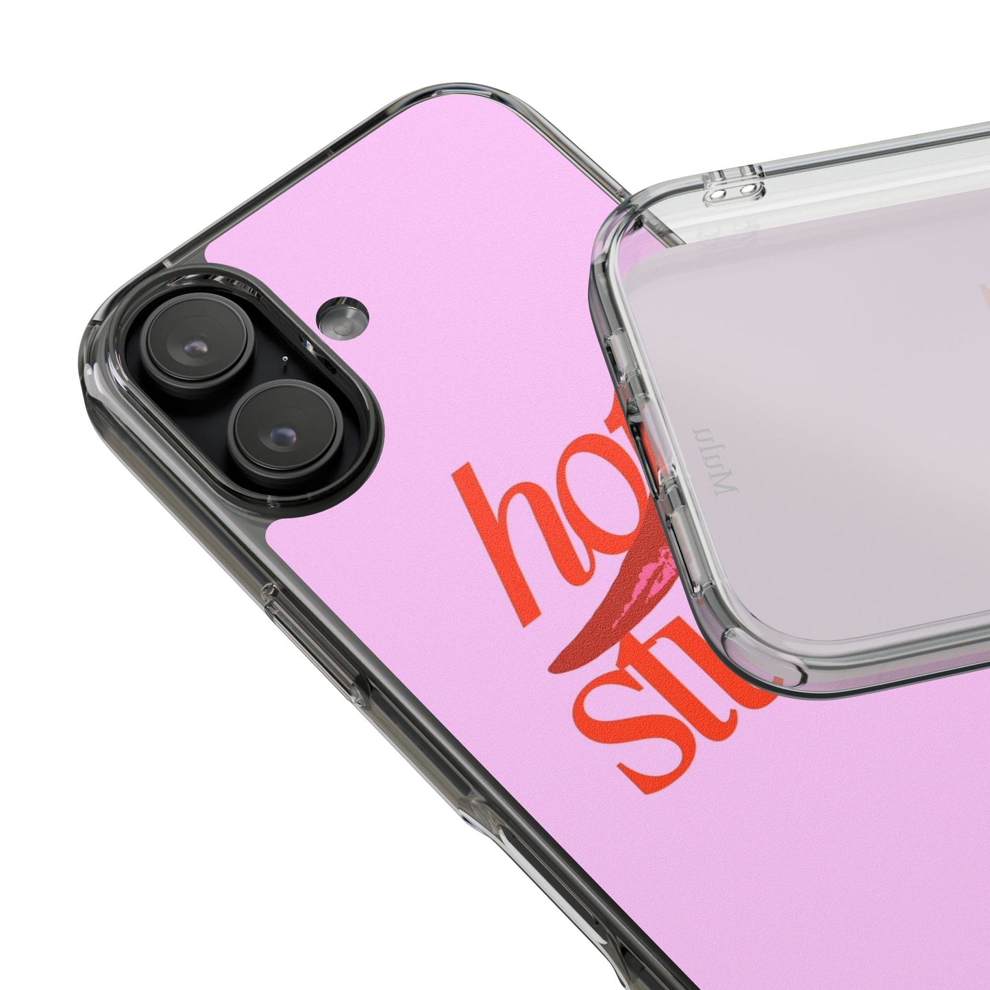 Hot Stuff Clear Impact Phone Case — Pink Retro Typography iPhone Cover