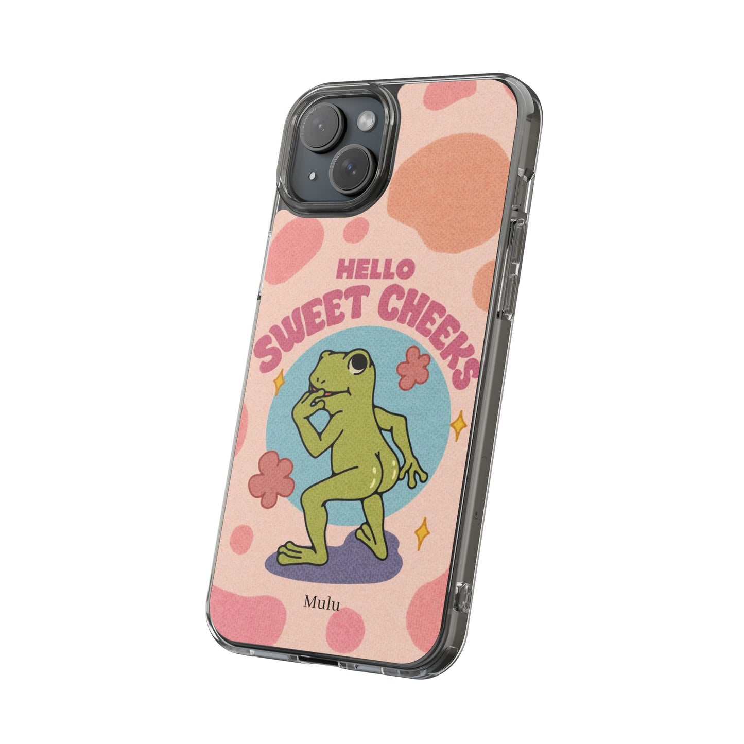 Clear Impact Phone Case — "Hello Sweet Cheeks" Retro Frog Design