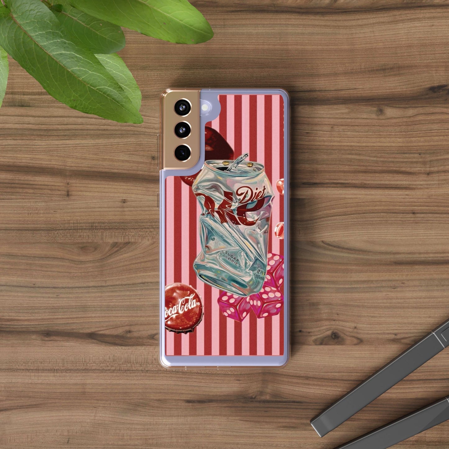 Diet Cola Crush Clear Phone Case – Retro Soda Pop Design