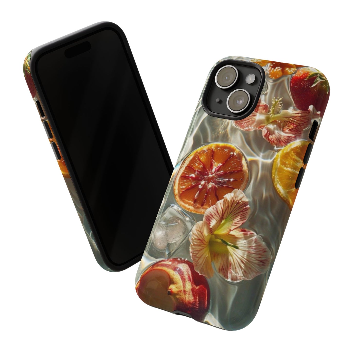Citrus & Hibiscus Protective Phone Case – Summer Fruit Water Print Tough Case