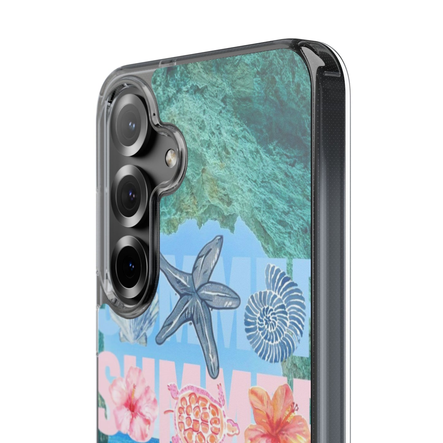Clear Summer Beach Phone Case — Impact‑Resistant Tropical Design