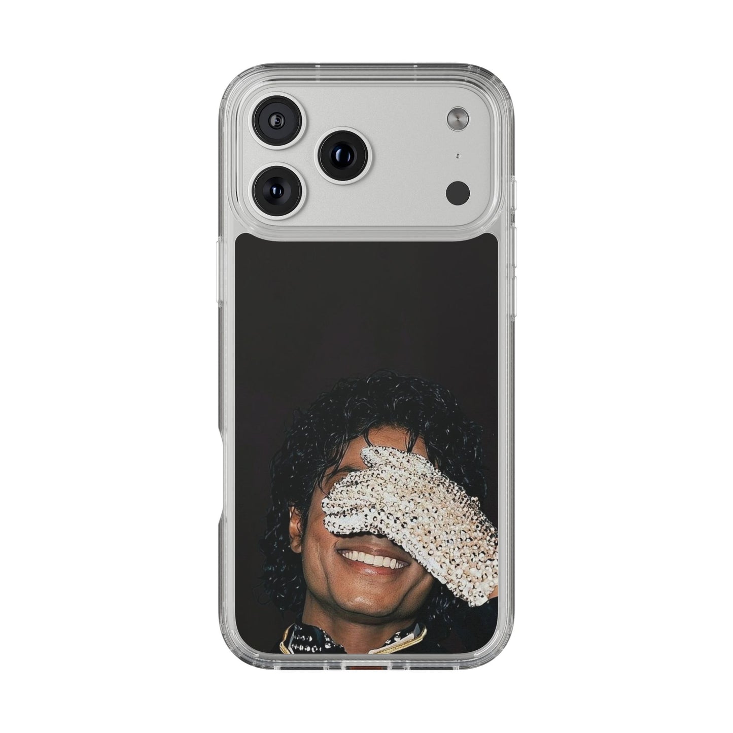 Michael Jackson Smiling Portrait Clear Phone Case — Retro Pop Icon Design