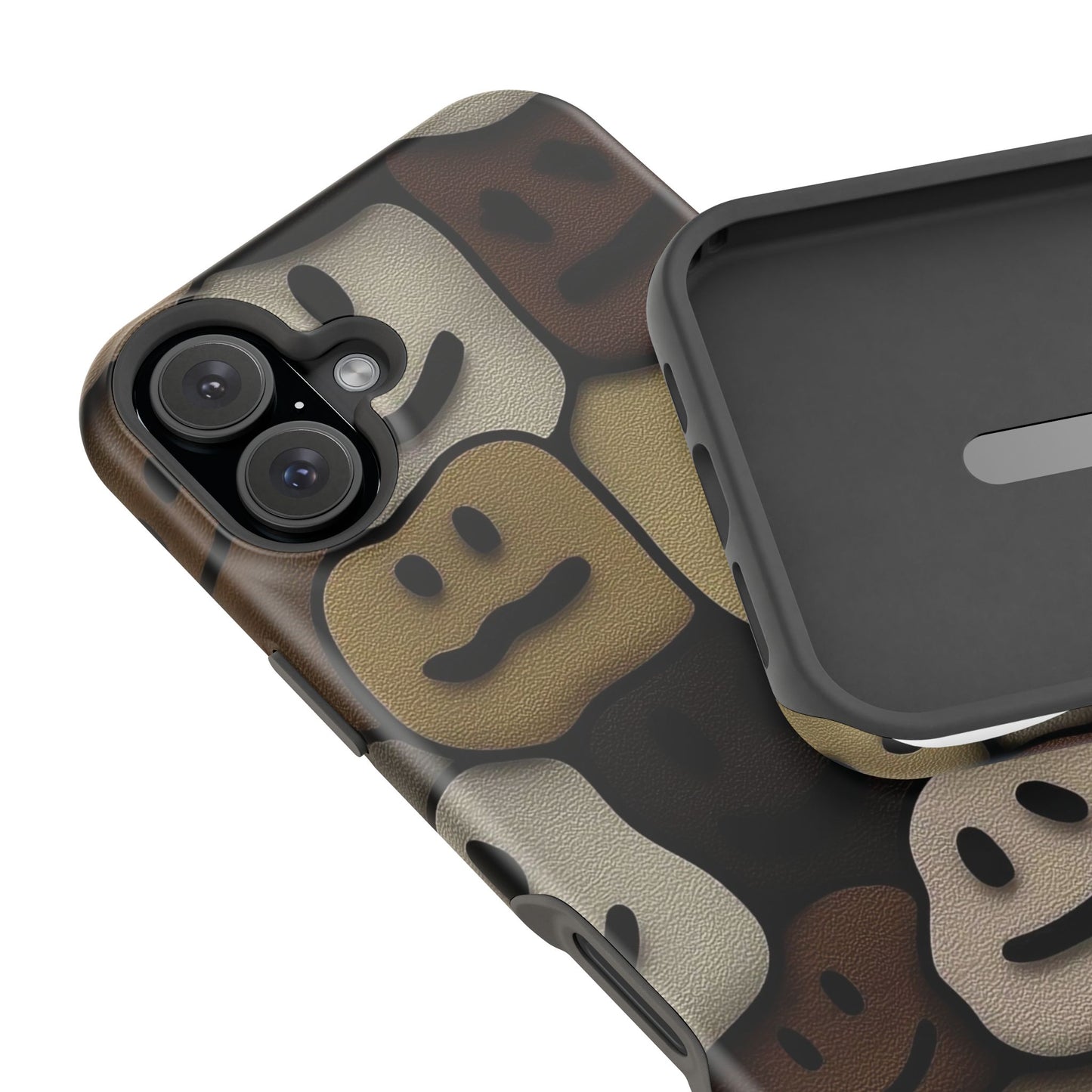 Magnetic Impact-Resistant Case — Brown Smiley Tile Phone Cover