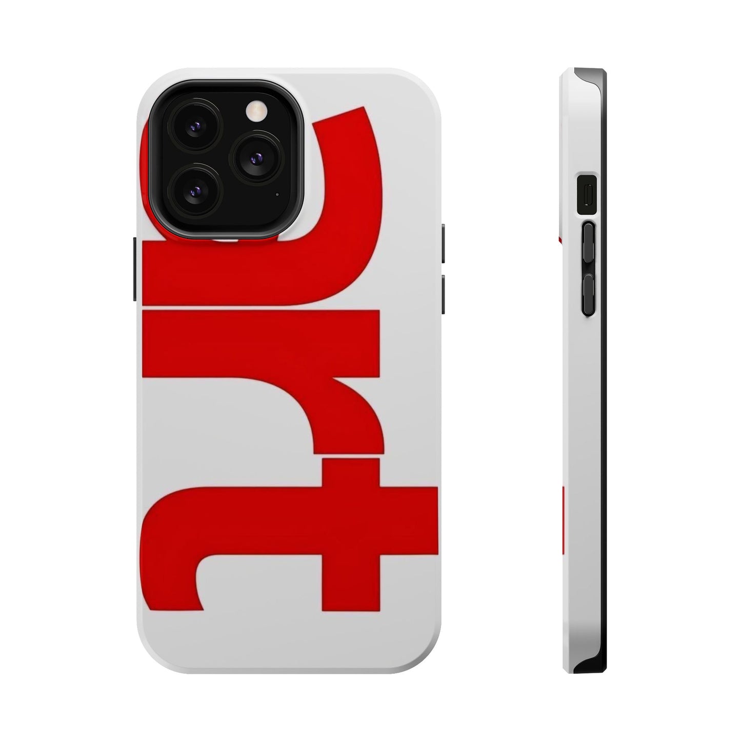 Magnetic Impact-Resistant Phone Case — Bold Red Typographic Design