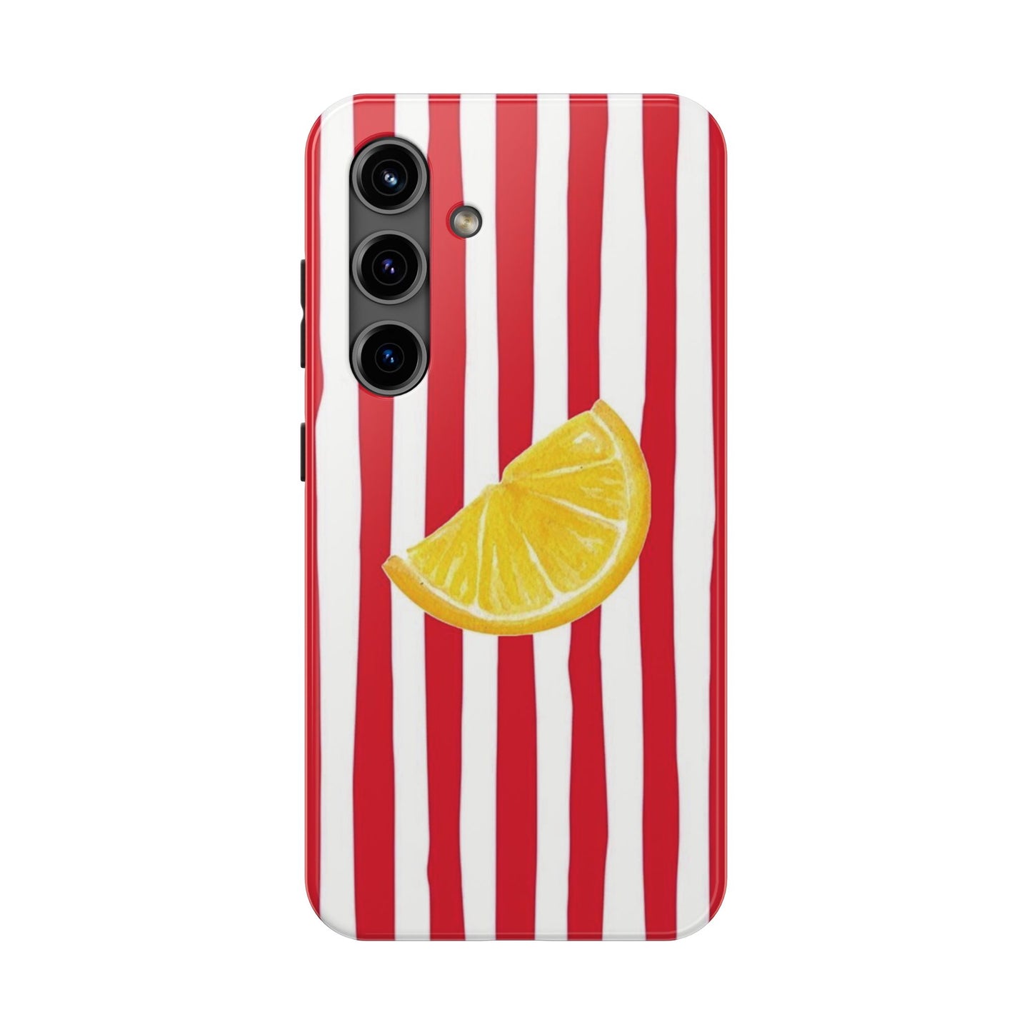 Lemon Slice Red & White Stripe Tough Phone Case