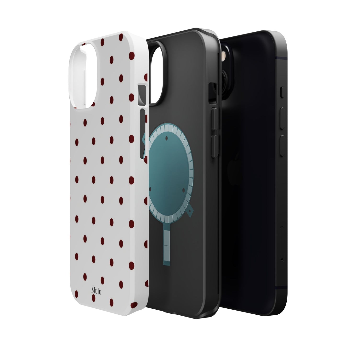 Polka Dot Magnetic Impact-Resistant Phone Case — Red Dots on White