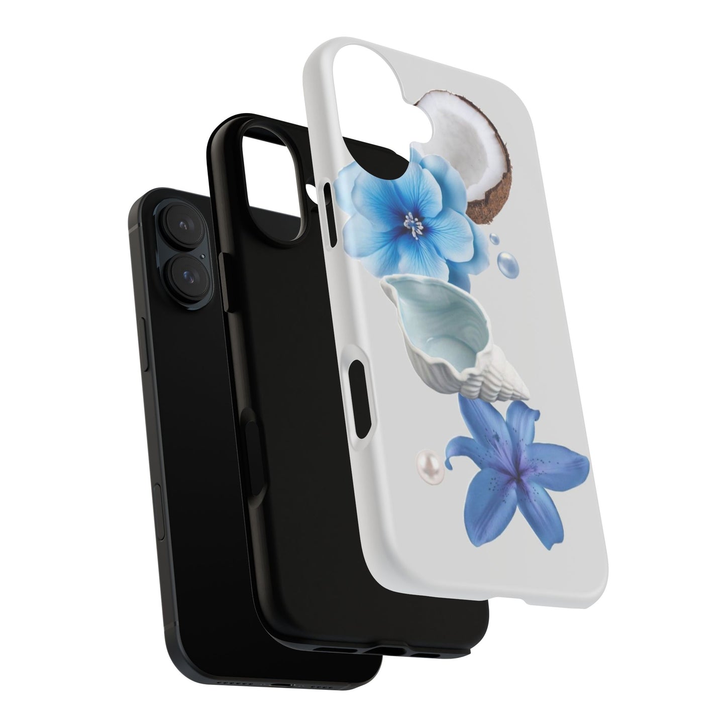 Tropical Blue Floral Phone Case — Coconut, Shell & Starfish Design