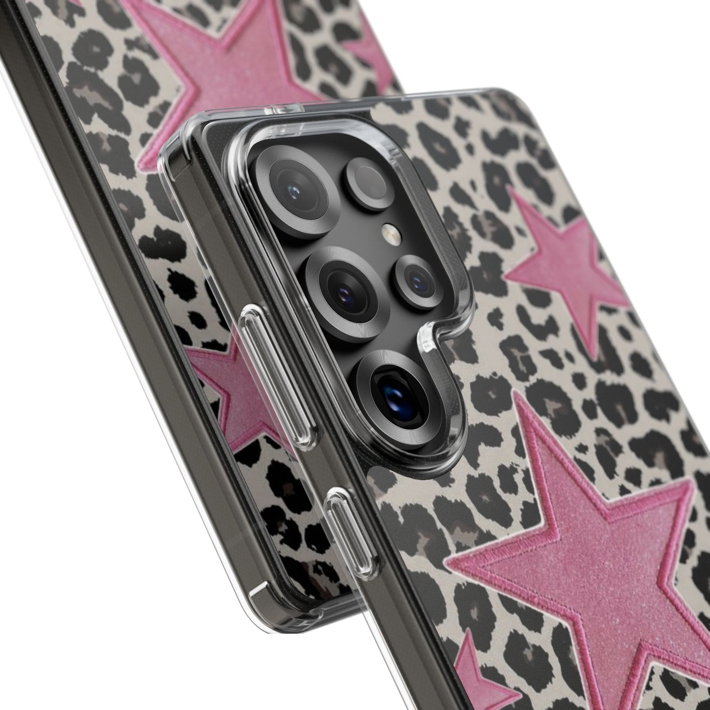 Pink Star Leopard Clear Impact Phone Case