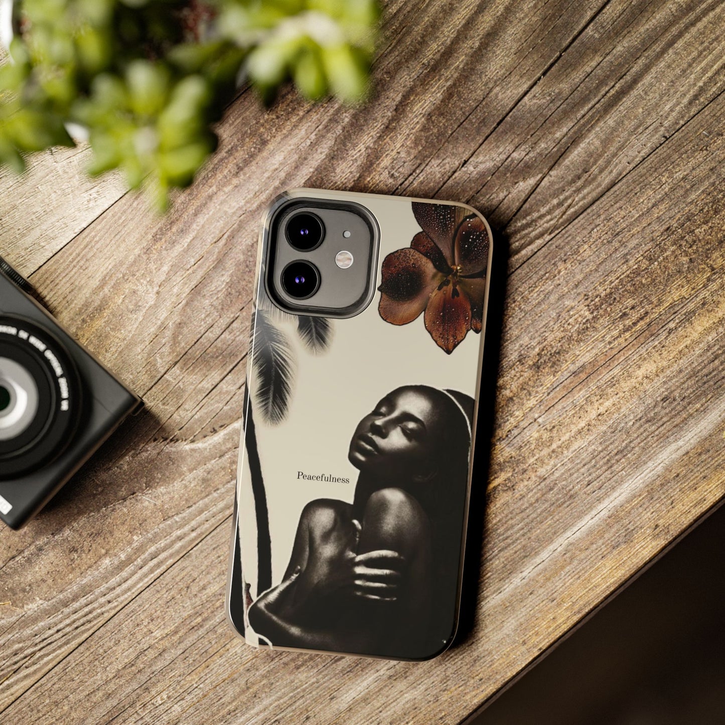 Tough Phone Case — "Peacefulness" Artistic Black Woman Floral Design