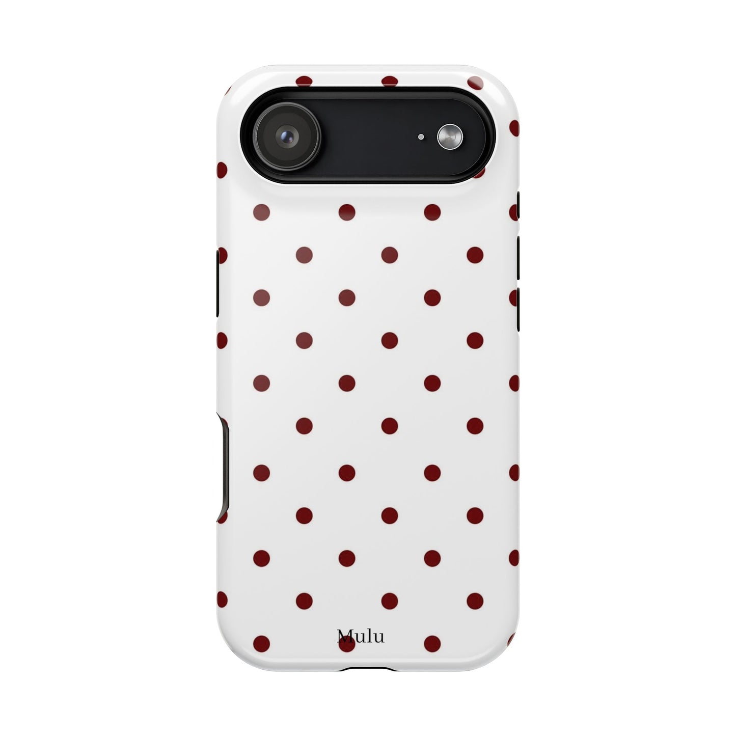 Polka Dot Magnetic Impact-Resistant Phone Case — Red Dots on White
