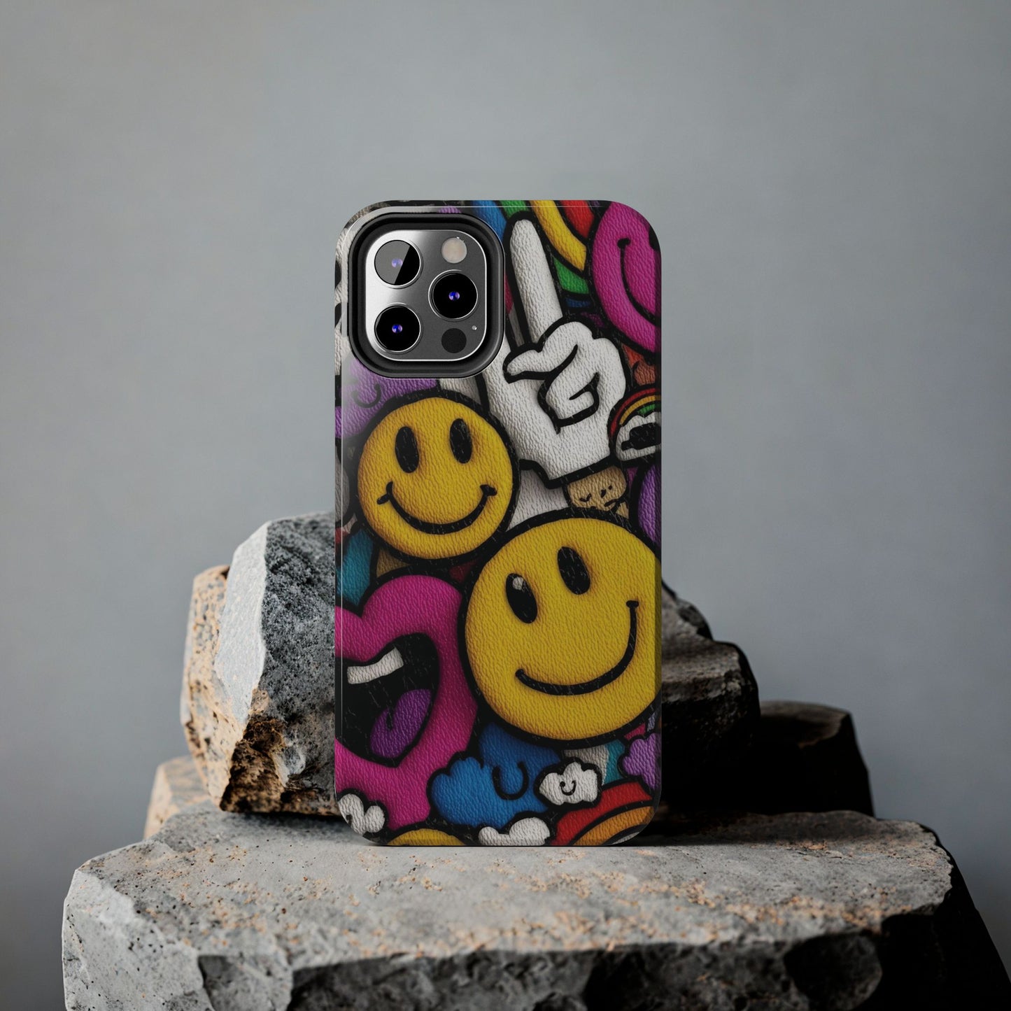 Smiley Graffiti Tough Phone Case – Colorful Urban Art Protection