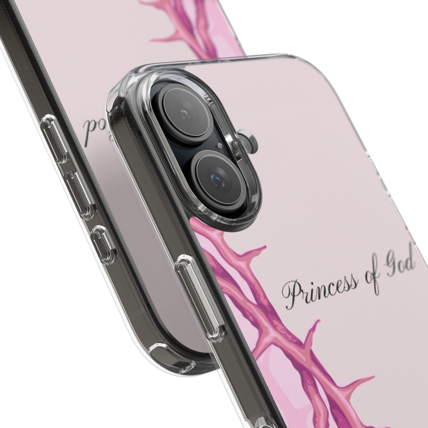 Phone Case — "Princess of God" Pink Crown of Thorns Clear Impact-Resistant Case