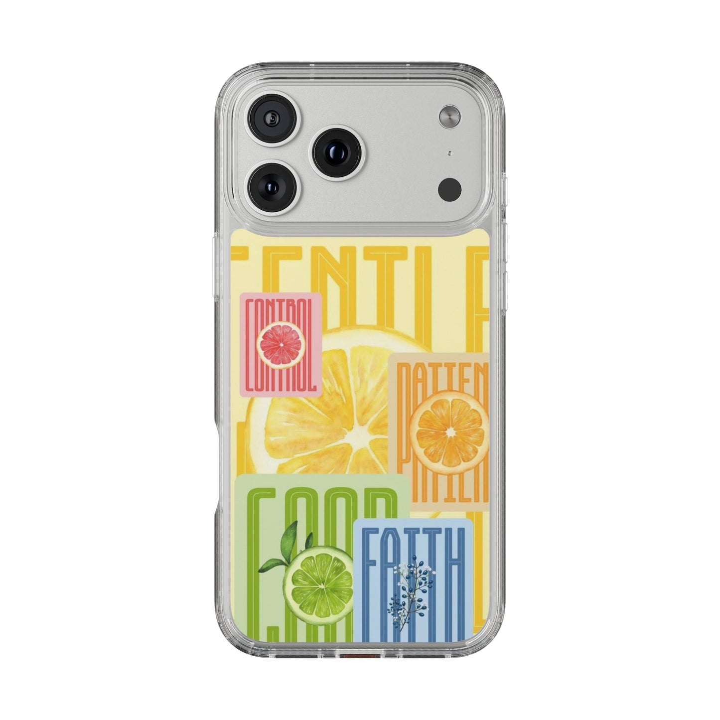 Clear Phone Case — Citrus Fruit Typography "Good Faith" Design