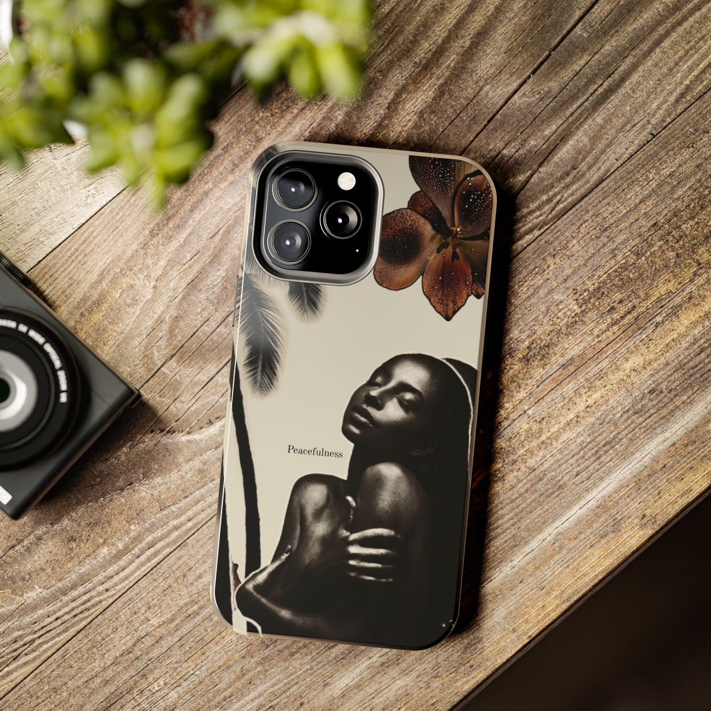 Tough Phone Case — "Peacefulness" Artistic Black Woman Floral Design