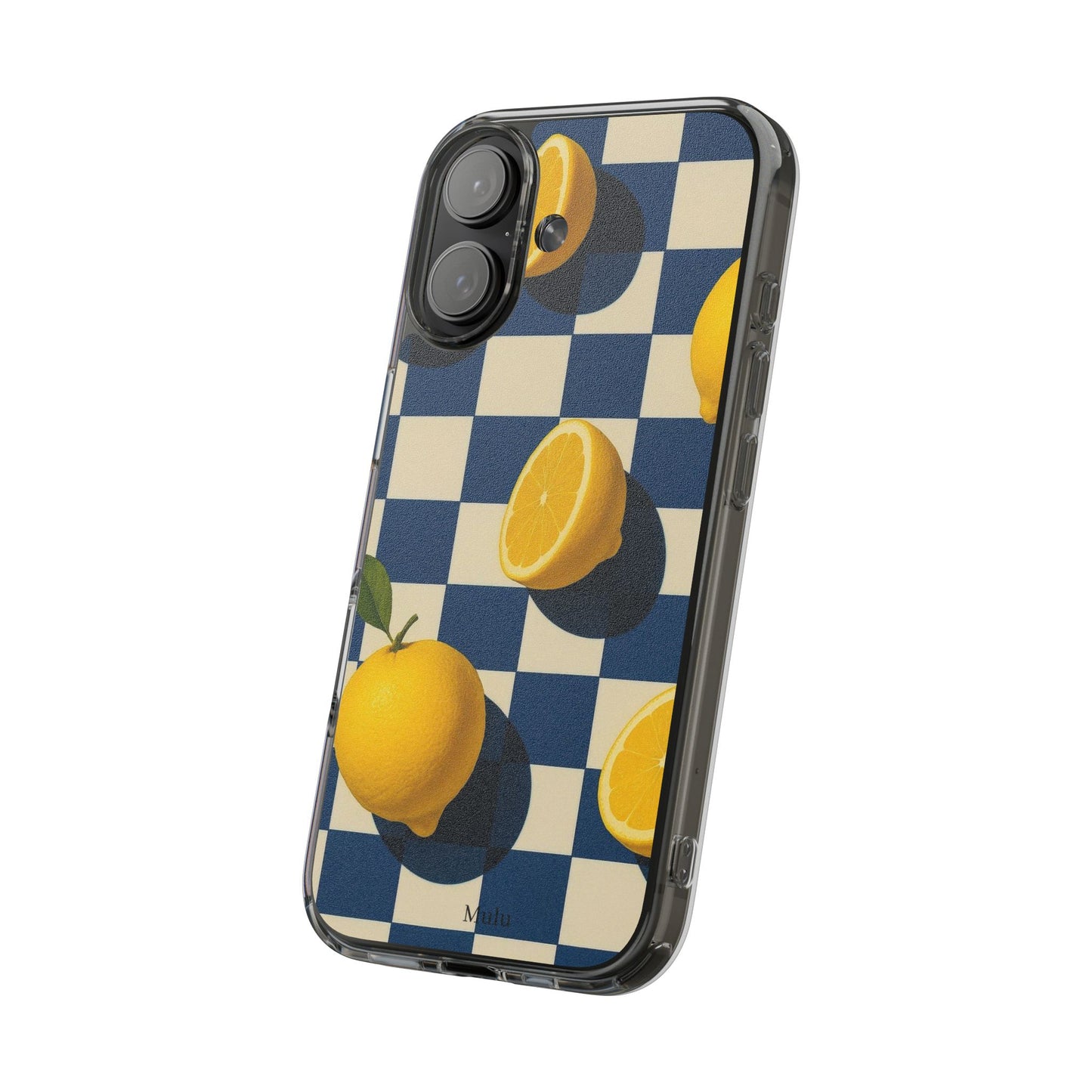 Clear Impact-Resistant Case — Retro Checkered Lemons Phone Case
