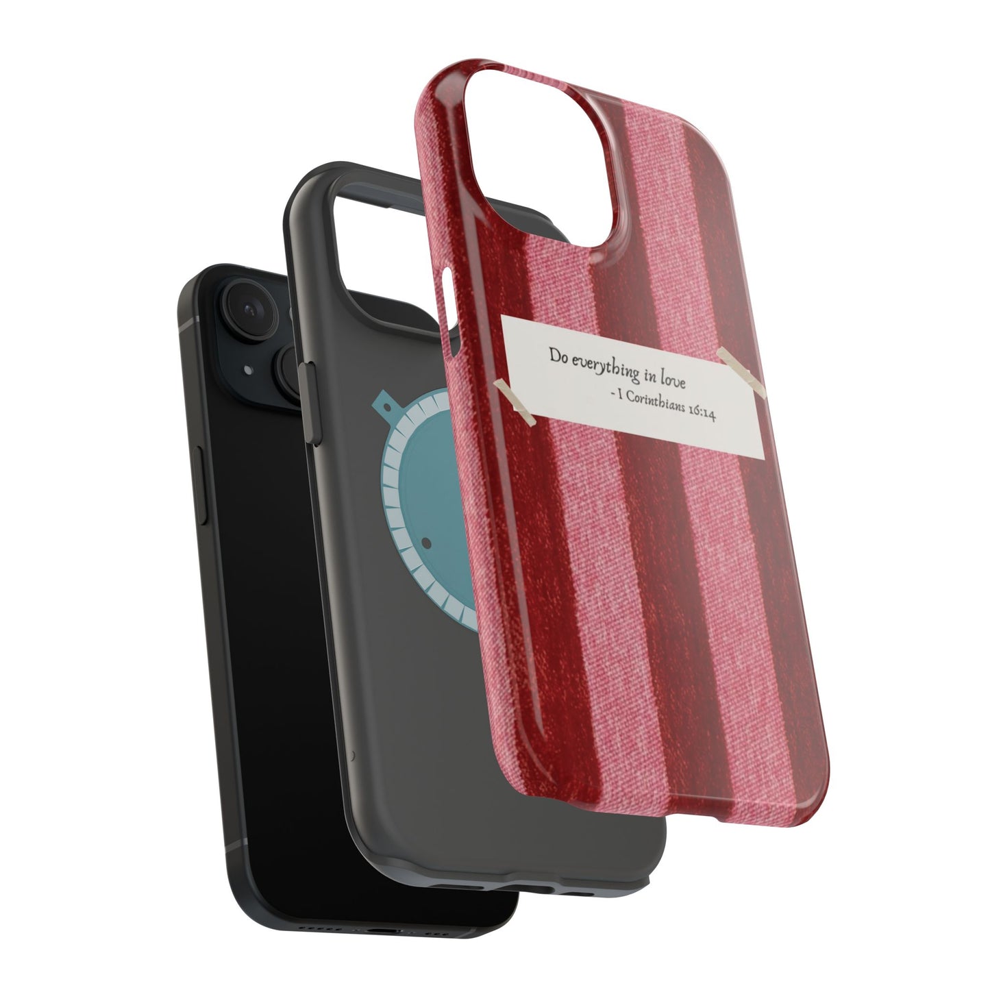 Christian Quote Red Stripe Phone Case — “Do everything in love” Magnetic Impact-Resistant Case