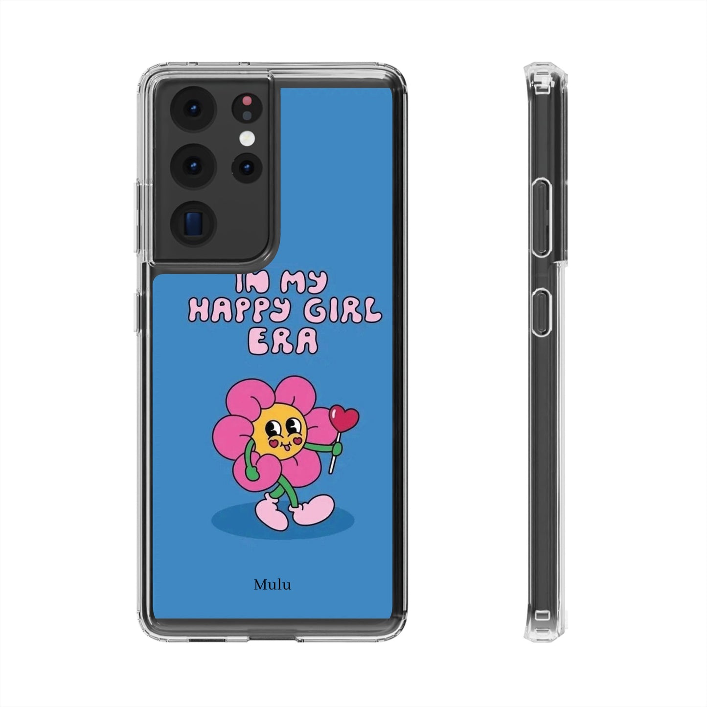 Clear Impact-Resistant Phone Case — “I’m My Happy Girl Era” Cute Flower Design