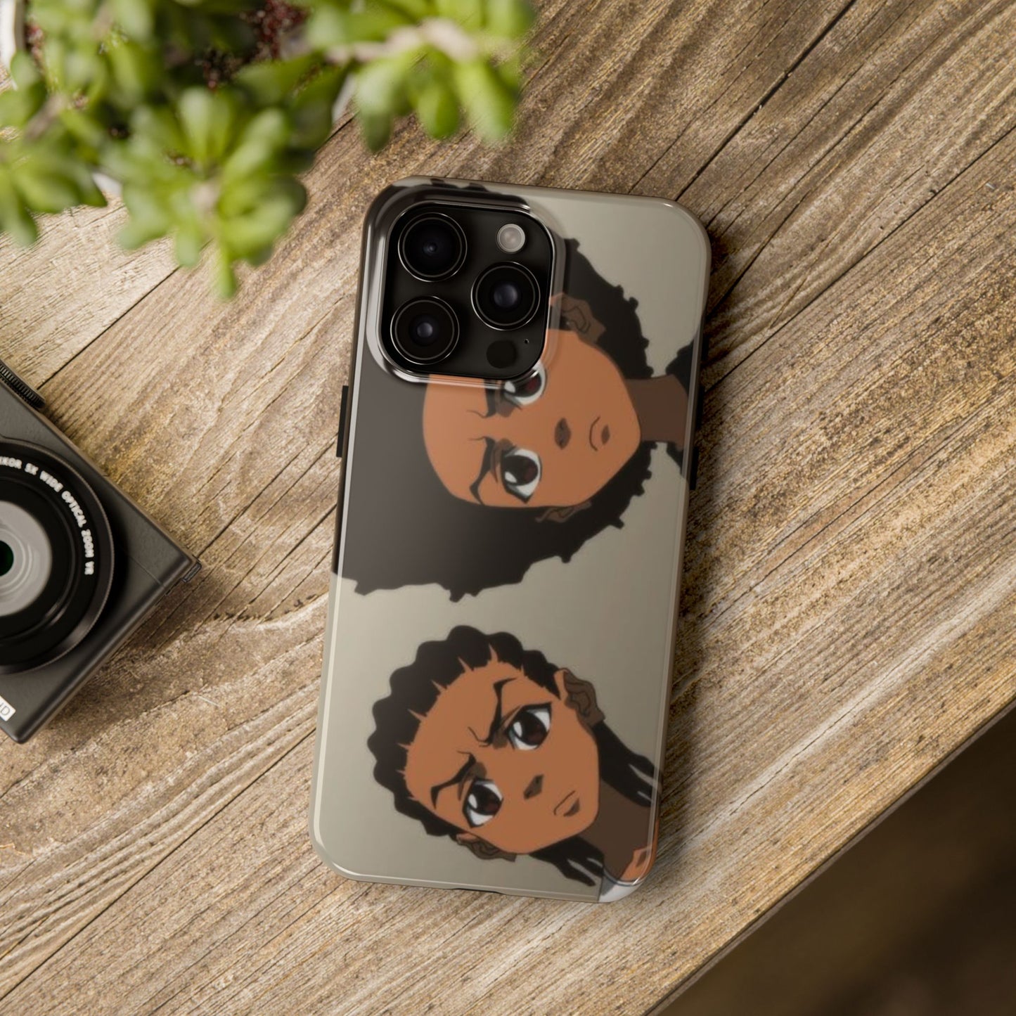 Tough Phone Case — Afro Anime Duo Face Design, Protective Shockproof Cover
