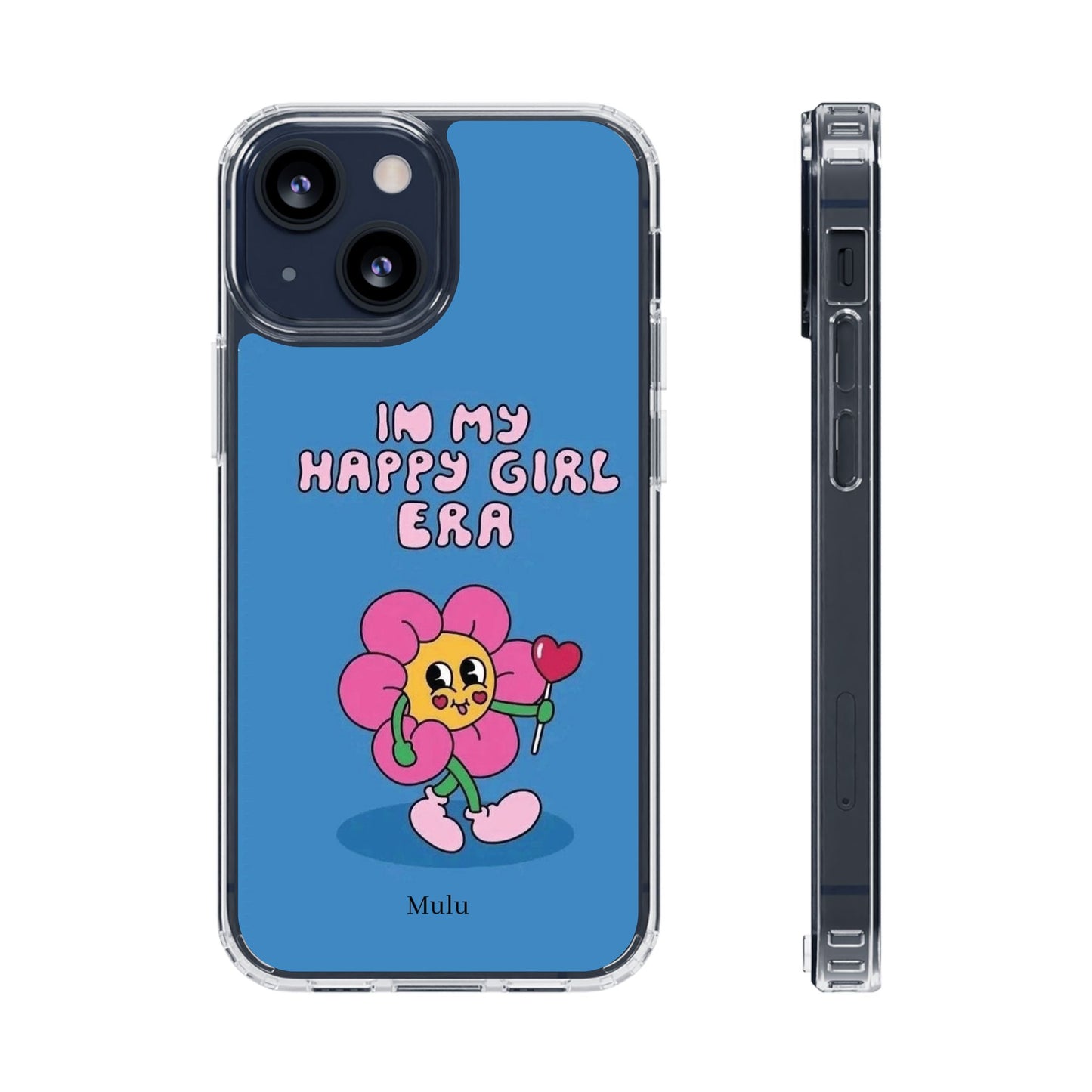 Clear Impact-Resistant Phone Case — “I’m My Happy Girl Era” Cute Flower Design