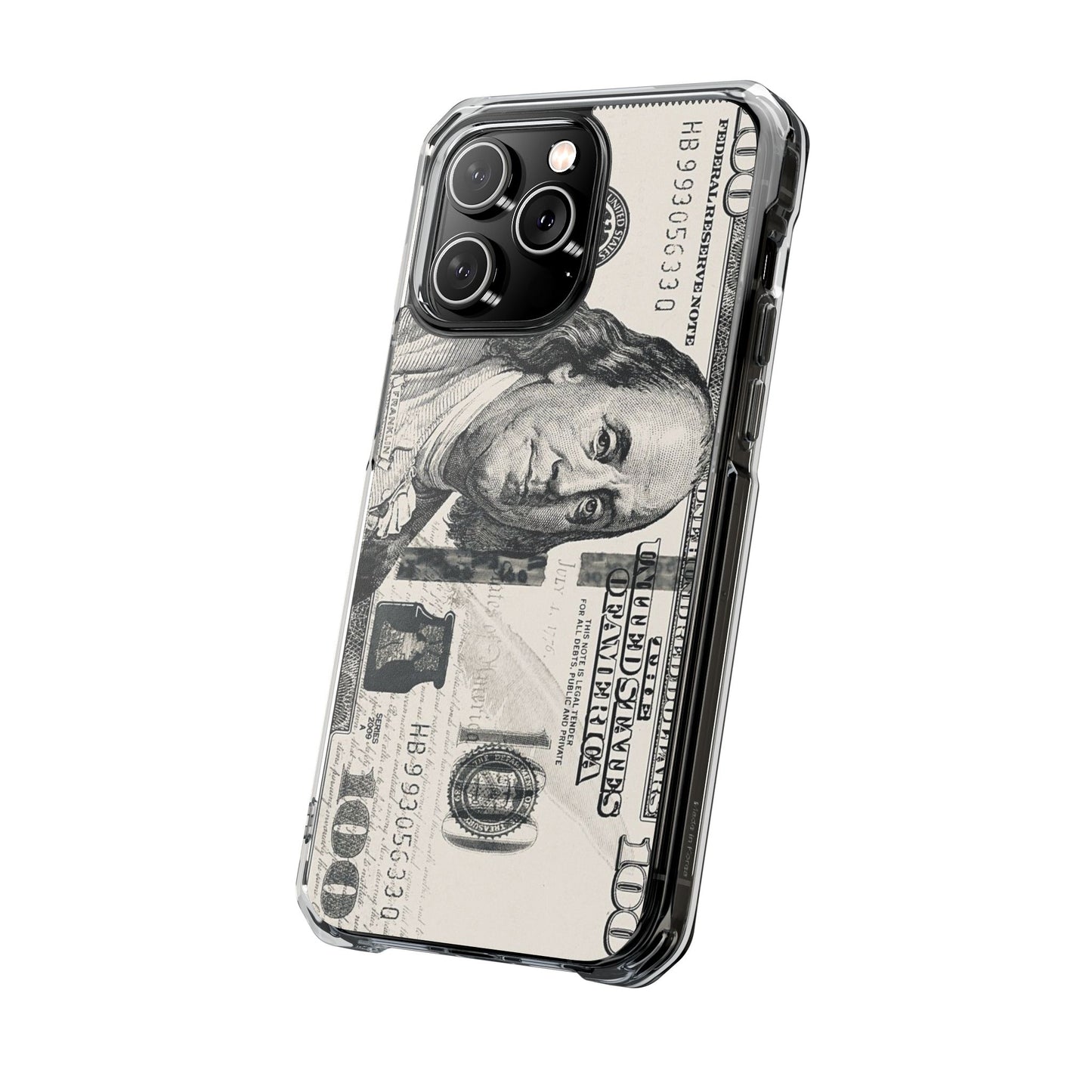 Clear Magnetic Phone Case — Hundred Dollar Bill Design