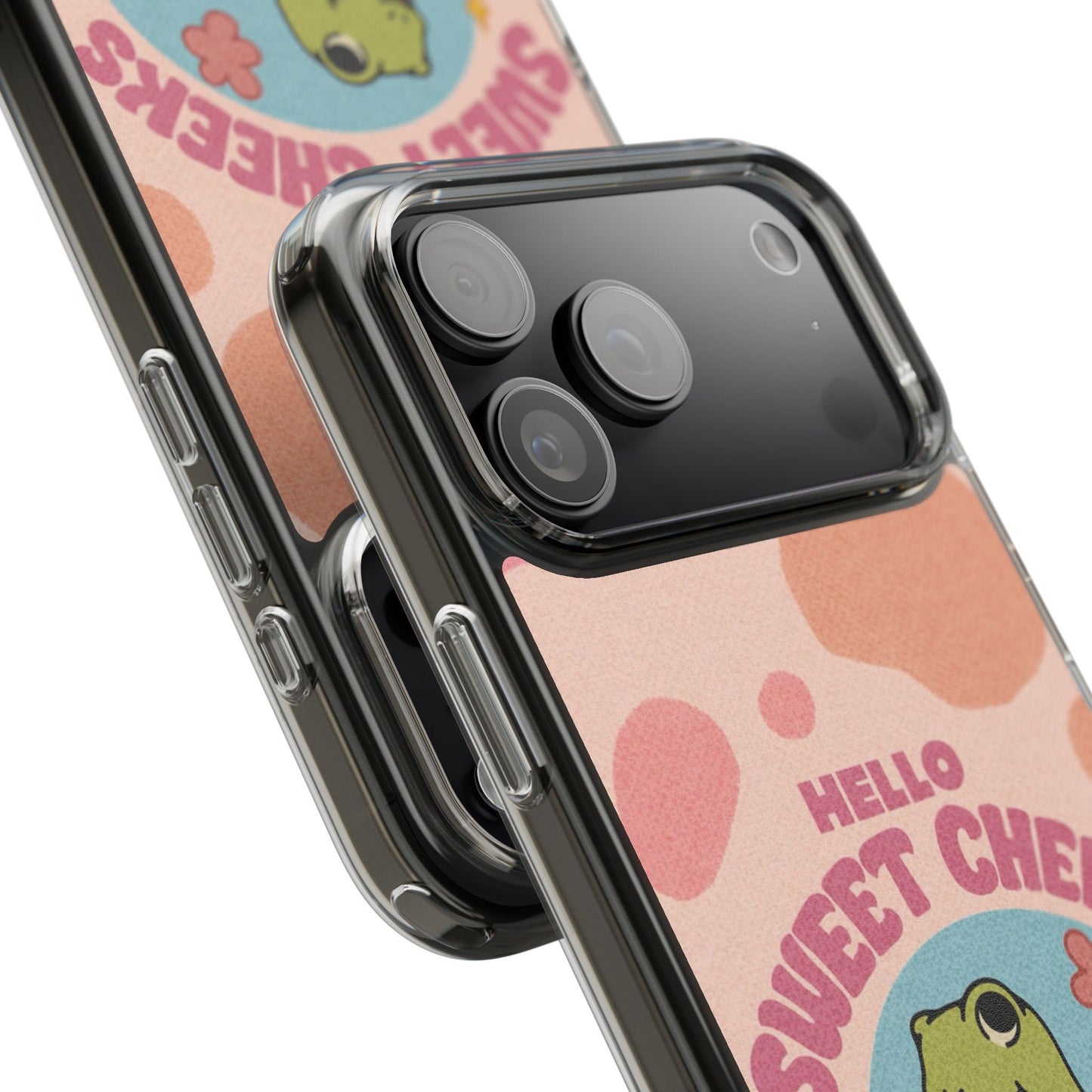 Clear Impact Phone Case — "Hello Sweet Cheeks" Retro Frog Design