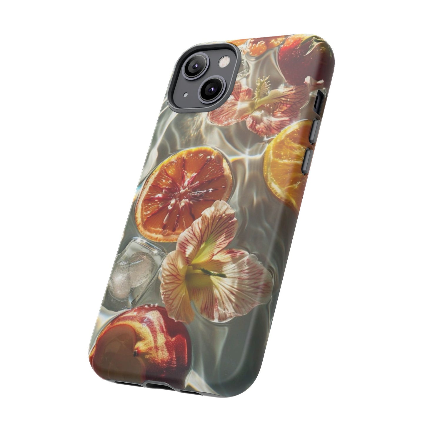 Citrus & Hibiscus Protective Phone Case – Summer Fruit Water Print Tough Case