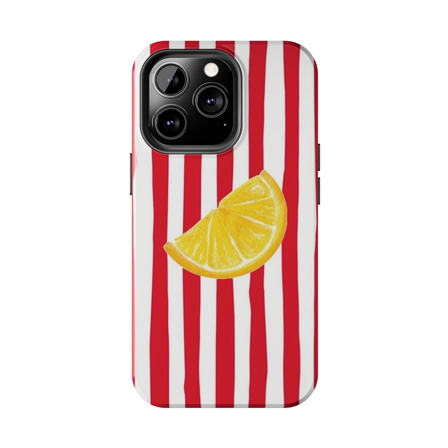 Lemon Slice Red & White Stripe Tough Phone Case