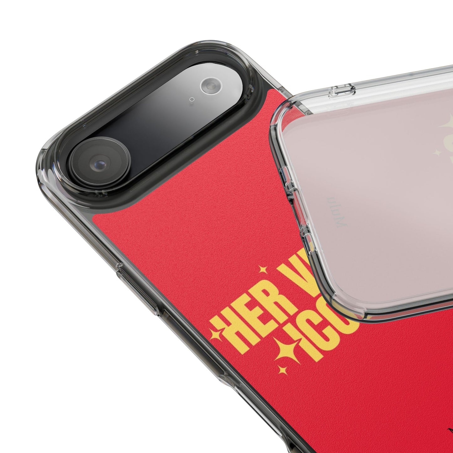 Clear Impact-Resistant Phone Case — "Her Vibe Is Iconic" Red Protective Cover